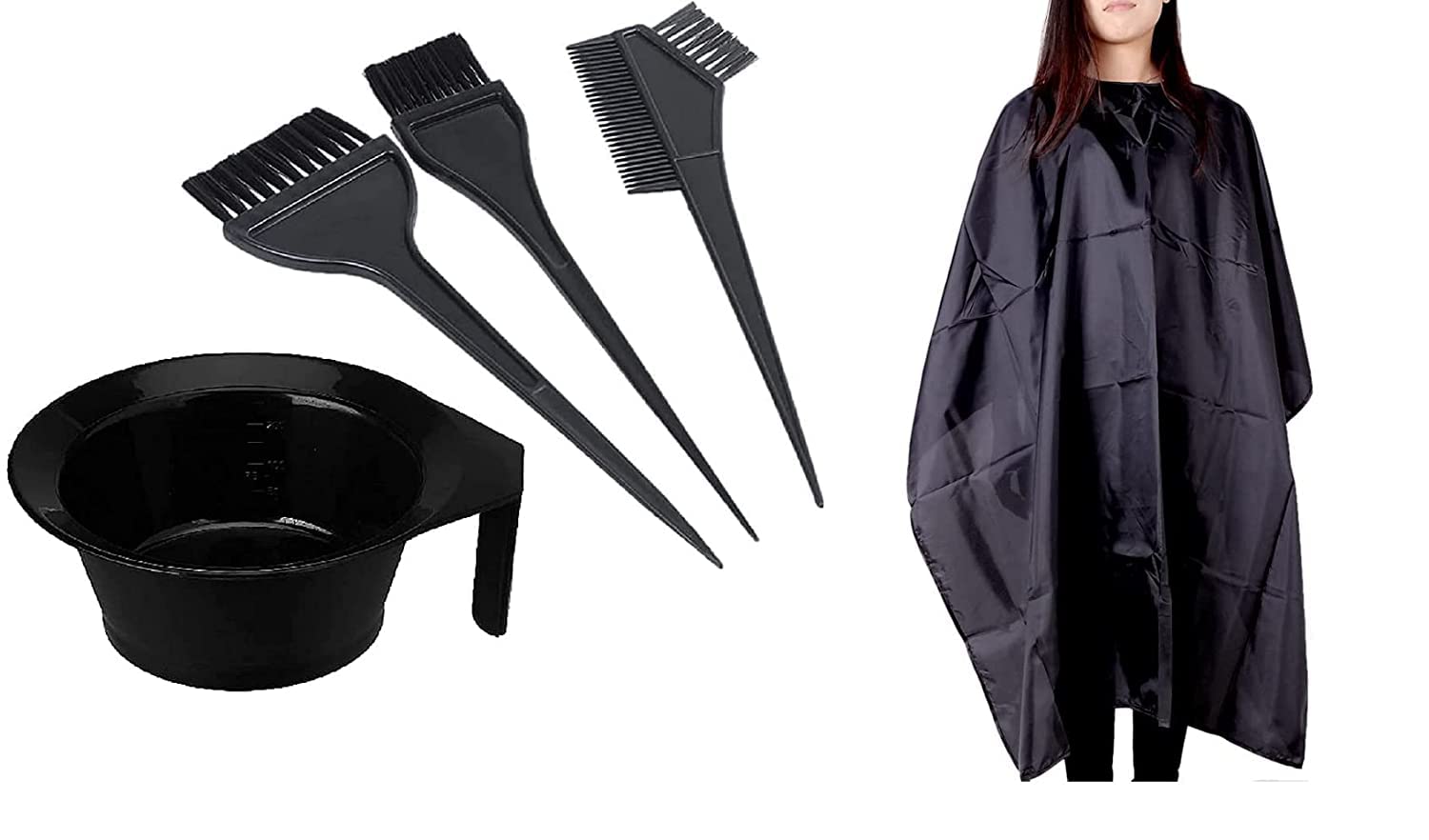 Professional Hair Coloring Kit - PSM100 Dye Brush, Mixing Bowl & Black Apron Set (5-Piece) for Salon & Home Hair Dyeing - Perfect for Men & Women's DIY Hair Color Treatment