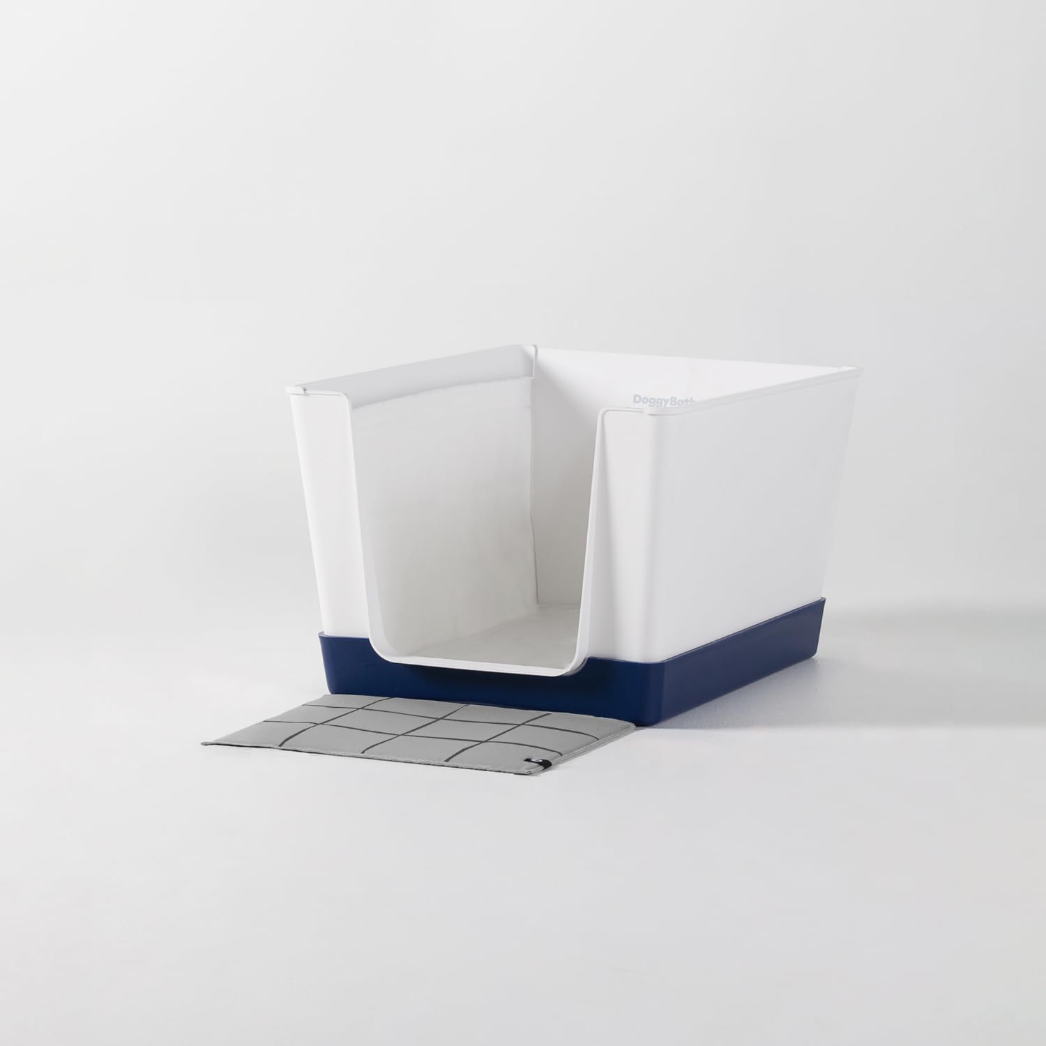 High-Walled Dog Litter Box with Low Entry - Indoor Dog Toilet Solution for Small Dogs - Mess-Free Splash Guard & Potty Training Pad Holder - Navy Blue Mini Pet Bathroom for Clean & Hygienic Home Use - Perfect for Apartments, Puppy Training & Senior Dogs
