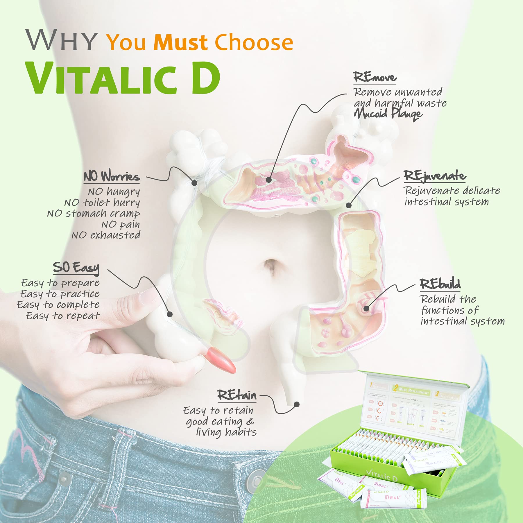 Natural Colon Cleanse for Gut Health - Safe & Effective Home Detox with Oil Palm Fiber | Remove Mucoid Plaque & Improve Digestion | Perfect for Post-Holiday Reset & Wellness Routine - Vitalic D