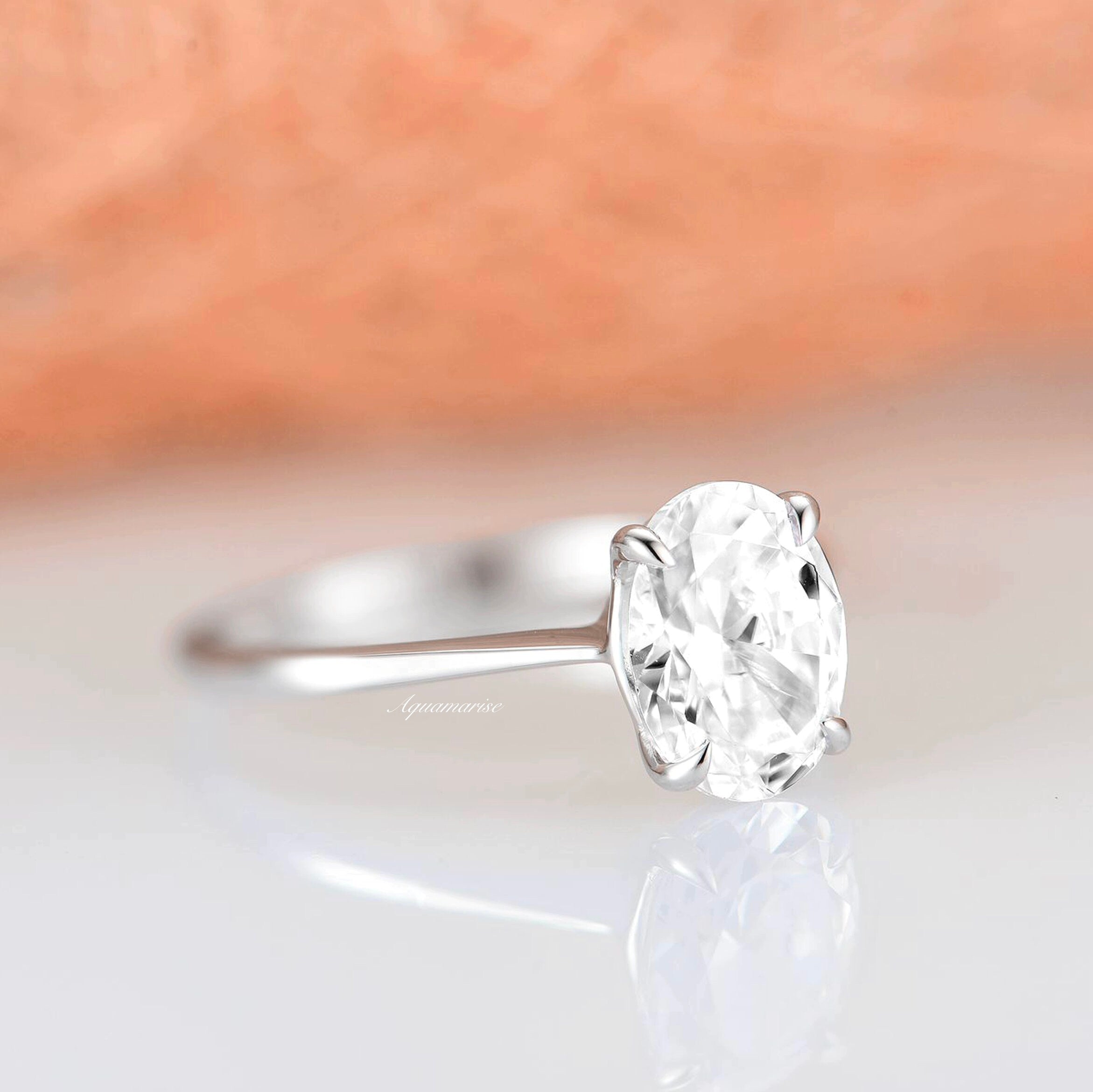 2CT Moissanite Engagement Ring for Women - 14K White Gold Wedding Band, Anniversary Gift, Promise Ring - Perfect for Proposals, Bridal Jewelry & Special Occasions
