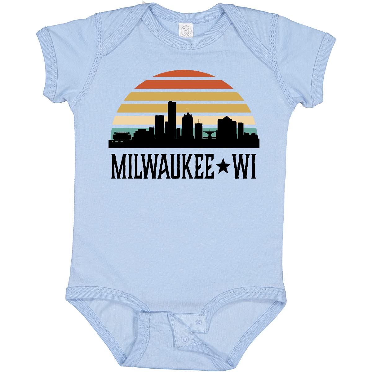 Inktastic Milwaukee Wisconsin Skyline Retro Sunset Baby Bodysuit - Soft Cotton Infant Onesie for Boys & Girls - Perfect for Family Outings, Photo Shoots & Gift Giving