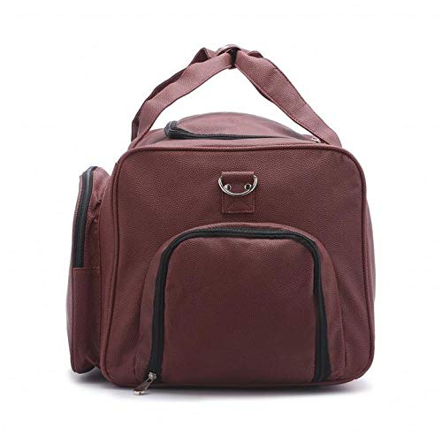Oklahoma Sooners Football Leather Travel Duffel Bag - Genuine Football Material Gym Bag with Shoulder Strap, Handles & Shoe Compartment - Perfect for Sports, Travel & Gym - Brown