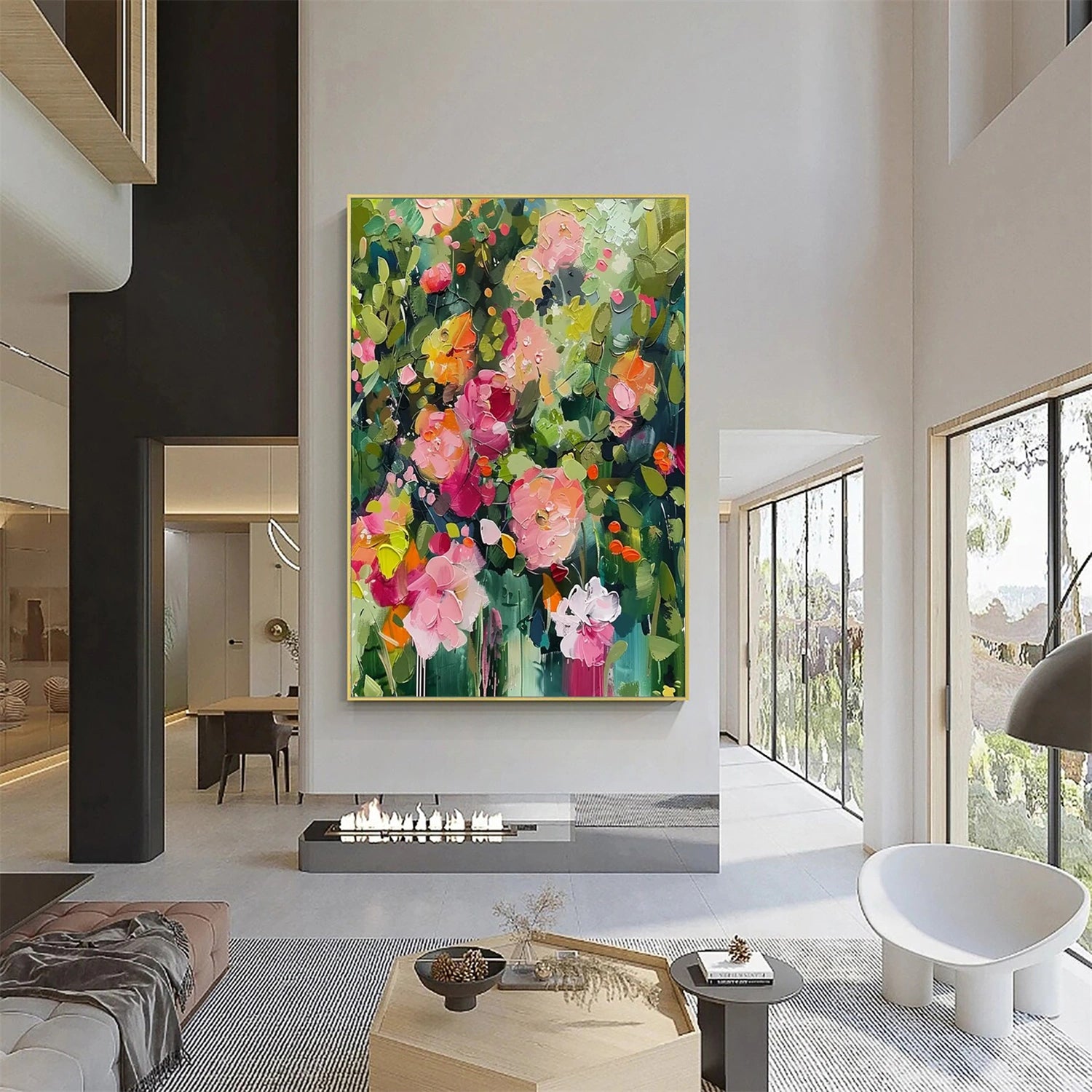 Flower and Tree Painting #FT184 - Handmade Canvas Wall Art for Home Decor, Living Room, Bedroom & Office