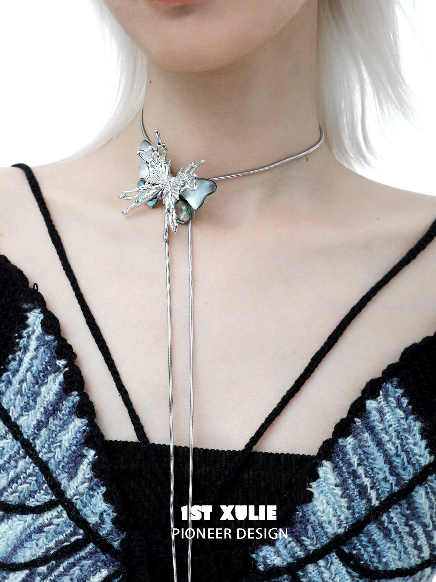 18K Platinum Plated Butterfly Shell Necklace for Women - Elegant Boho Beach Jewelry Gift for Her, Perfect for Weddings, Vacations & Summer Outfits