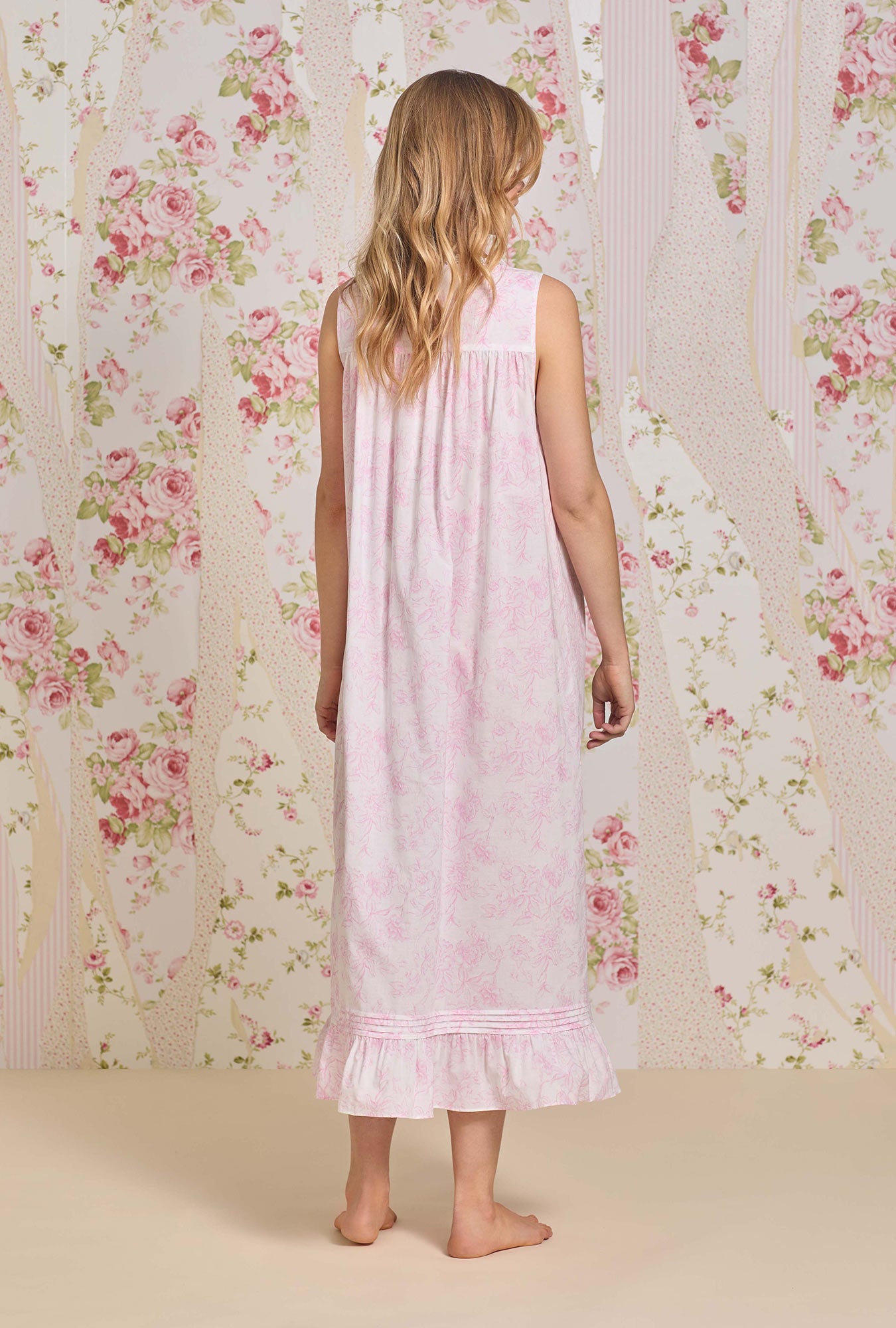 Eileen Blush Bloom Cotton Lawn Ballet Nightgown - Soft & Comfortable Sleepwear for Women - Perfect for Bedtime, Lounging & Romantic Evenings