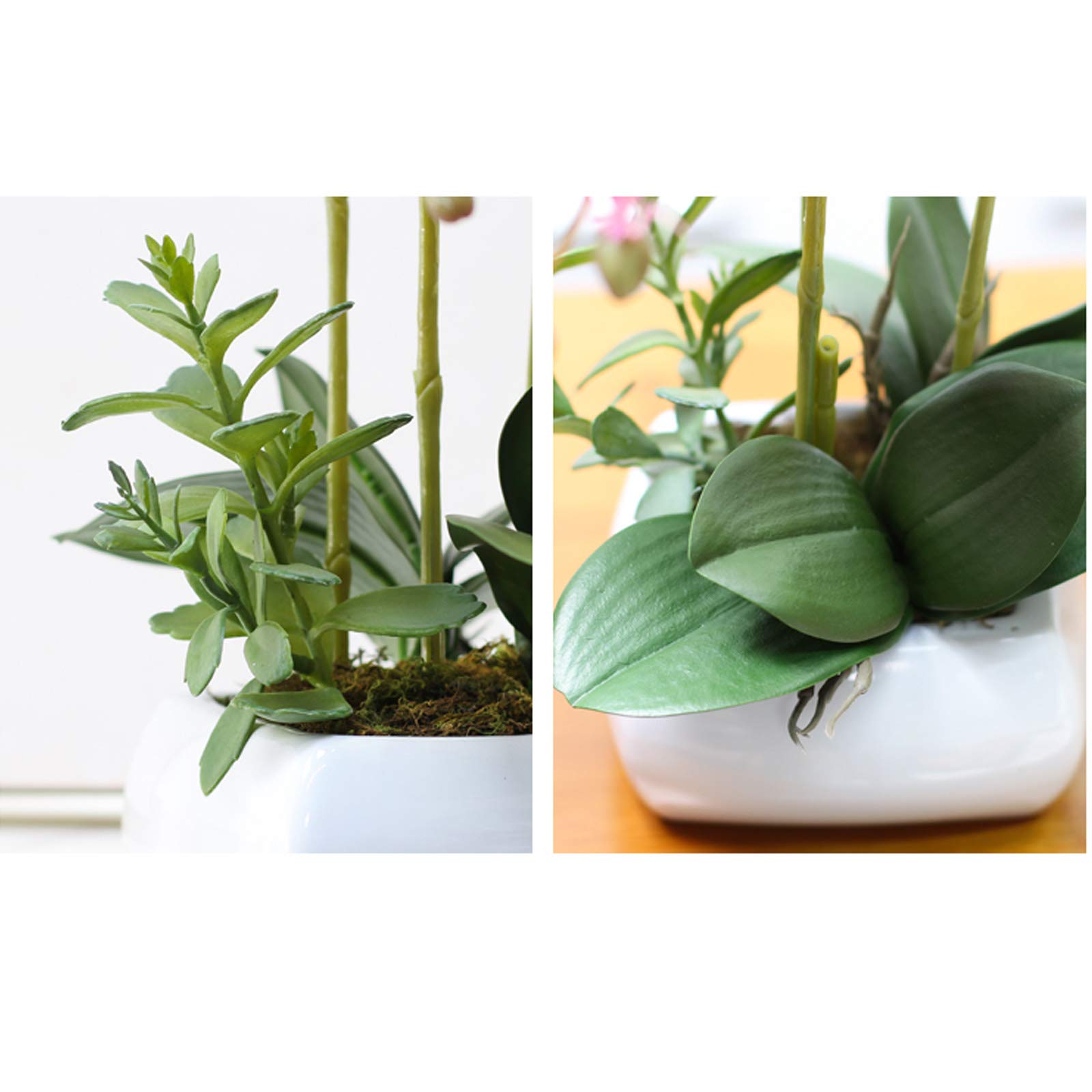 Realistic PU Phalaenopsis Orchid Artificial Plant - Elegant Silk Flower Bonsai for Home & Office Decor | Perfect for Living Room, Dining Table, Wedding Centerpiece & Gift