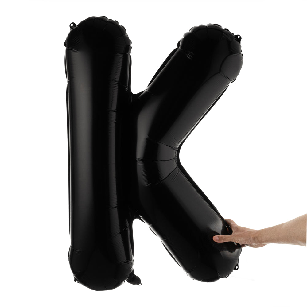Black Mylar Letter K Balloon - 40 Inch Large Foil Alphabet Balloon for Birthday Party Decorations, Baby Showers & Graduation Celebrations (1 Count)