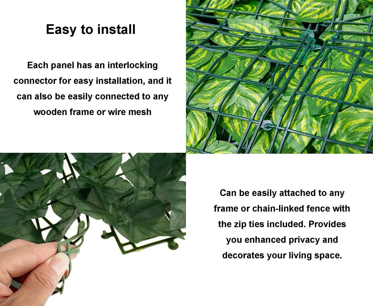 Artificial Ivy Privacy Fence Screen - 50x100cm UV Resistant Fake Hedges for Outdoor Decor - Perfect for Balcony, Patio, Porch & Deck Wall Covering | Enhance Privacy & Aesthetic Appeal