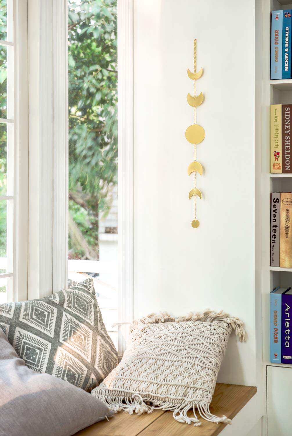 Boho Moon Phase Wall Hanging Decor - Set of 2 Handmade Macrame Home Decorations for Bedroom, Living Room, Nursery & Dorm | Perfect for Bohemian Style Home, Meditation Spaces & Gift Giving