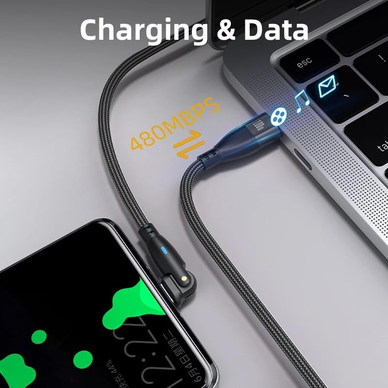2-in-1 USB-C to USB-C Fast Charging Cable 100W/60W with 180° Rotation - 6.6ft Nylon Braided PD 3.0 USB C Cable (20V/3A) Compatible with iPhone 15 Pro, iPad Pro, MacBook, Samsung Galaxy, Nintendo Switch, PS5 - Perfect for Home, Office & Travel Charging