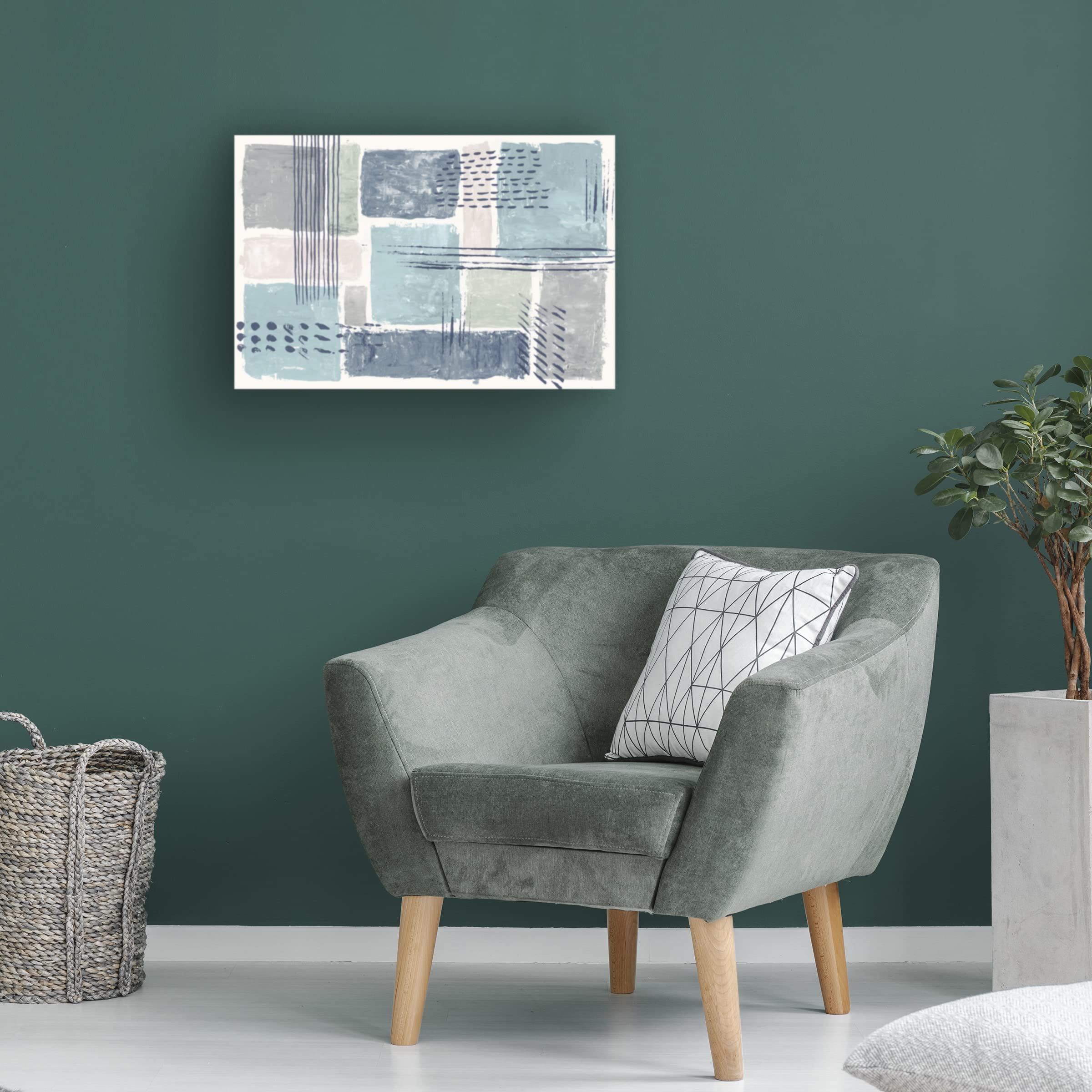 Sarah Adams 'Between The Lines I Cool' Modern Canvas Wall Art - Abstract Painting for Living Room, Bedroom & Office Decor