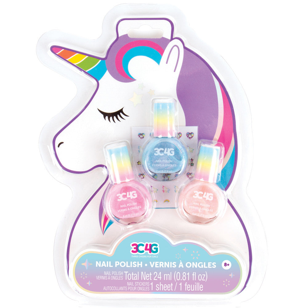 3C4G Unicorn Shimmer Trio Nail Polish Set - Pastel Holographic Nail Colors for Women | Long Lasting & Non-Toxic | Perfect for Parties, Weddings & Everyday Wear