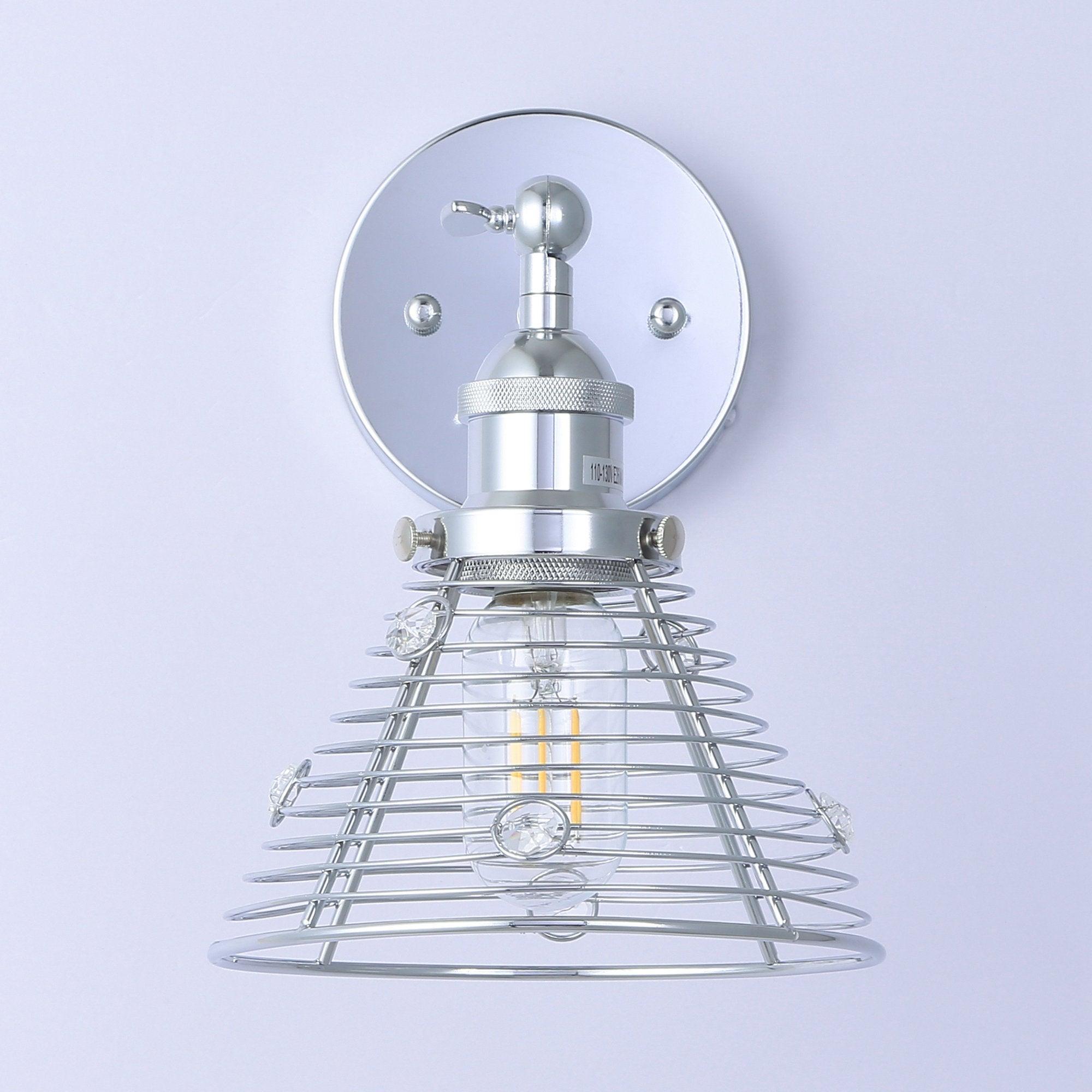 Modern Silver Wall Sconce Light - Single Bulb Fixture for Bedroom, Living Room, or Hallway Lighting