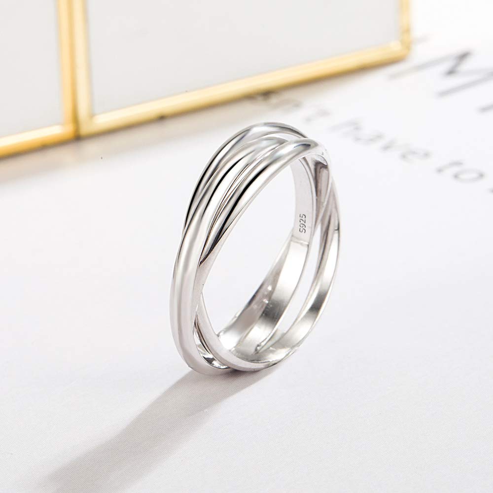 Minimalist 925 Sterling Silver Triple Stack Ring for Women - Elegant Glamour Jewelry Size 5-11 - Perfect for Cocktail Parties, Date Nights & Everyday Wear - Unisex Fashion Accessory