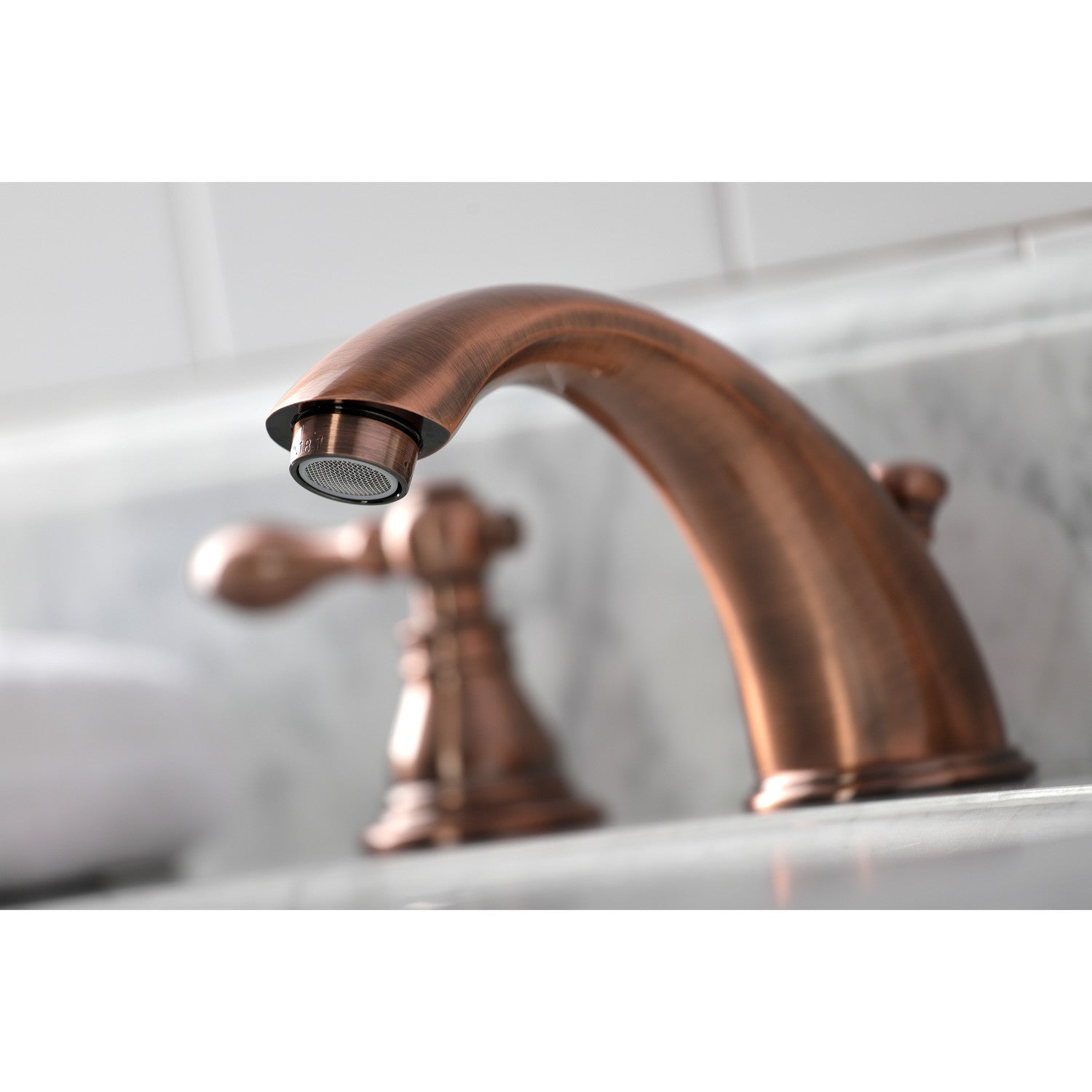 American Classic KB966ACL 3-Hole Widespread Bathroom Faucet with Pop-Up Drain - Antique Copper Finish - Two Handle Deck Mount Sink Faucet for Bathroom Vanity and Powder Room