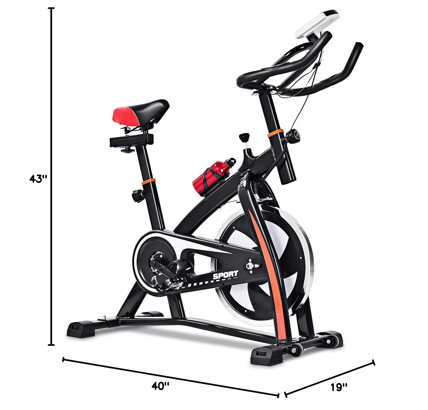 Goplus Adjustable Exercise Bike with Heart Rate Sensors & LCD Display - Professional Stationary Indoor Cycling Bike for Home & Gym - Perfect for Cardio Workouts, Weight Loss & Fitness Training
