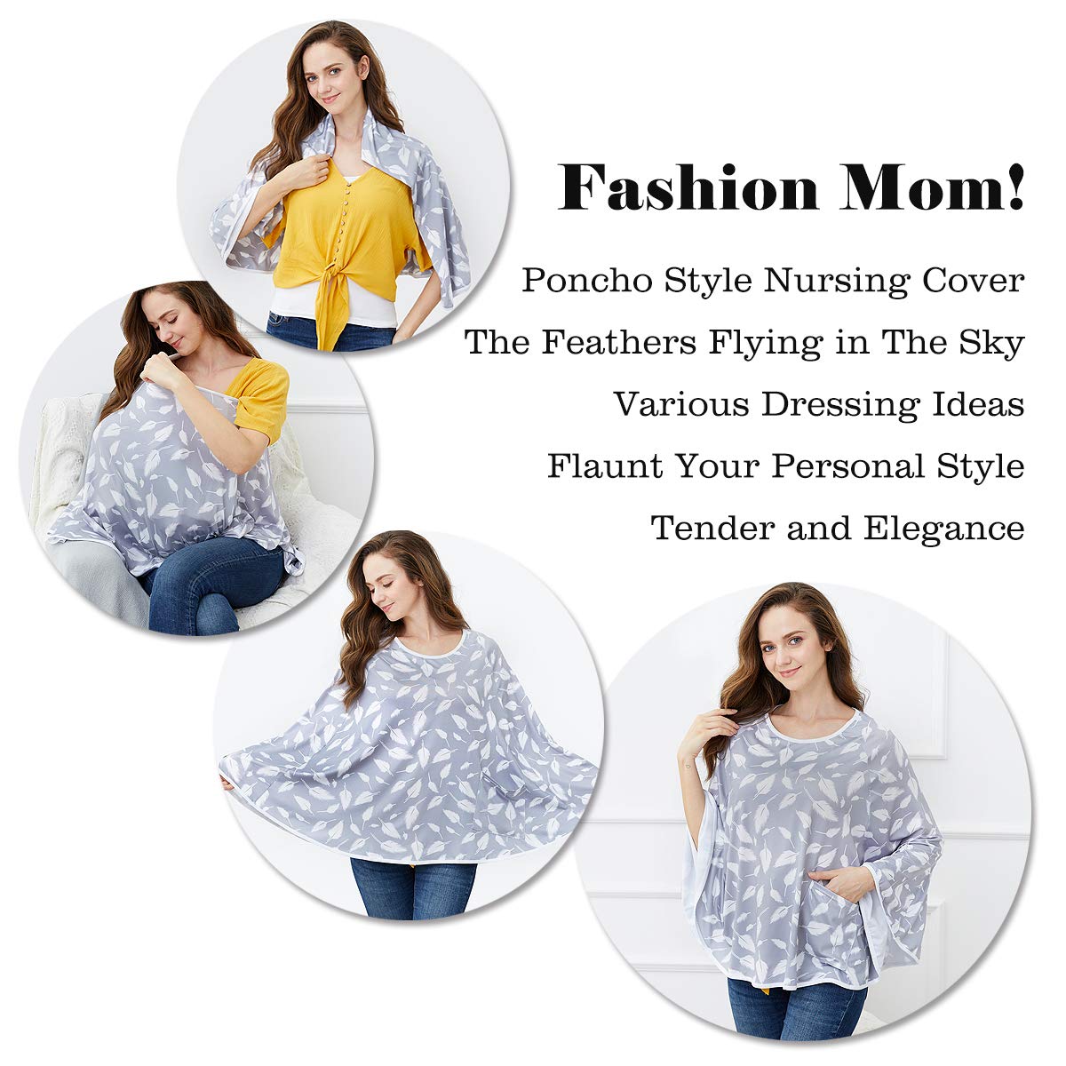 Nursing Cover & Poncho - 360° Privacy Breastfeeding, Stroller & Car Seat Cover - Baby Shower Gift for Boys & Girls
