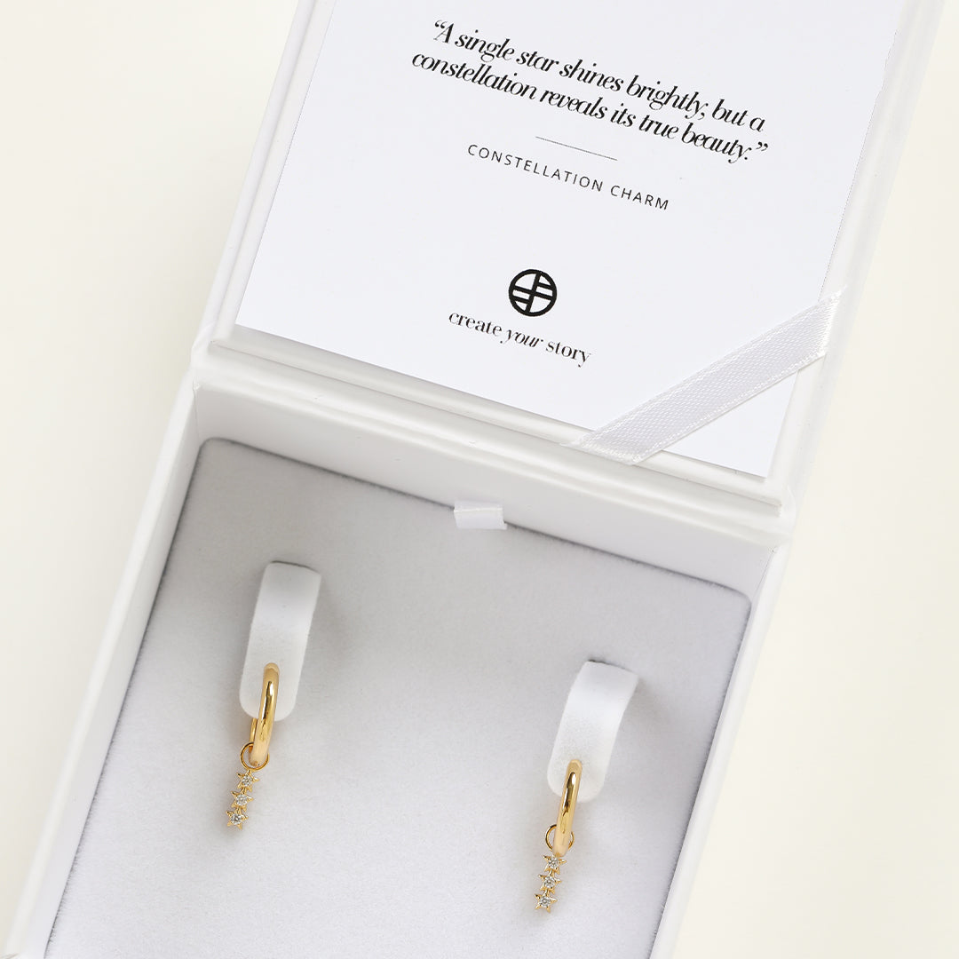 Constellation Charm Hoop Earrings - Zodiac Star Sign Jewelry for Women - Perfect for Gifts, Daily Wear & Special Occasions