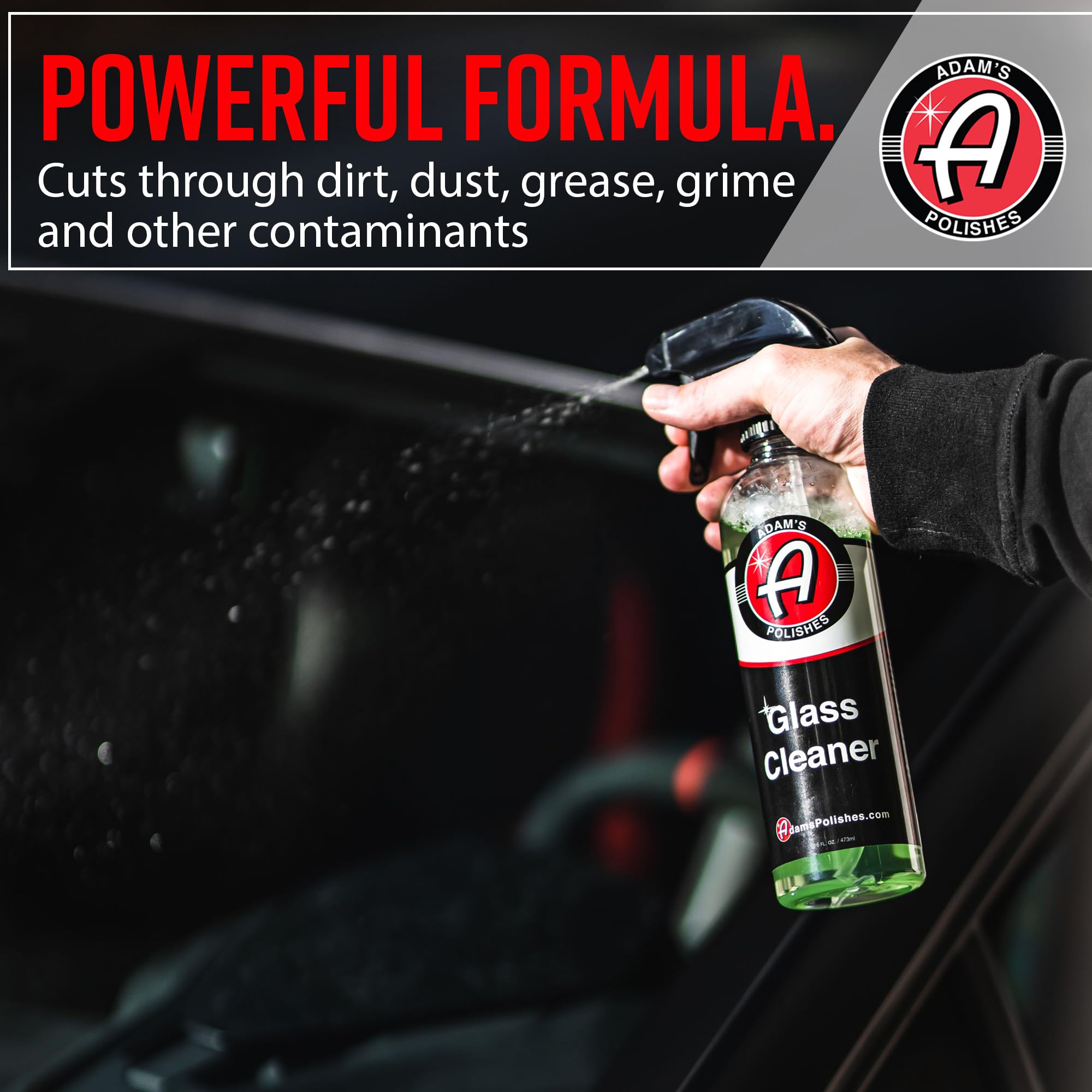 Adam's Polishes Premium Glass Cleaner - All-Natural Streak-Free Formula for Car Windows, Windshields & Mirrors | Safe for Tinted & Non-Tinted Glass | Won’t Strip Wax or Paint Protection | Perfect for Car Detailing, Auto Wash & Home Glass Cleaning