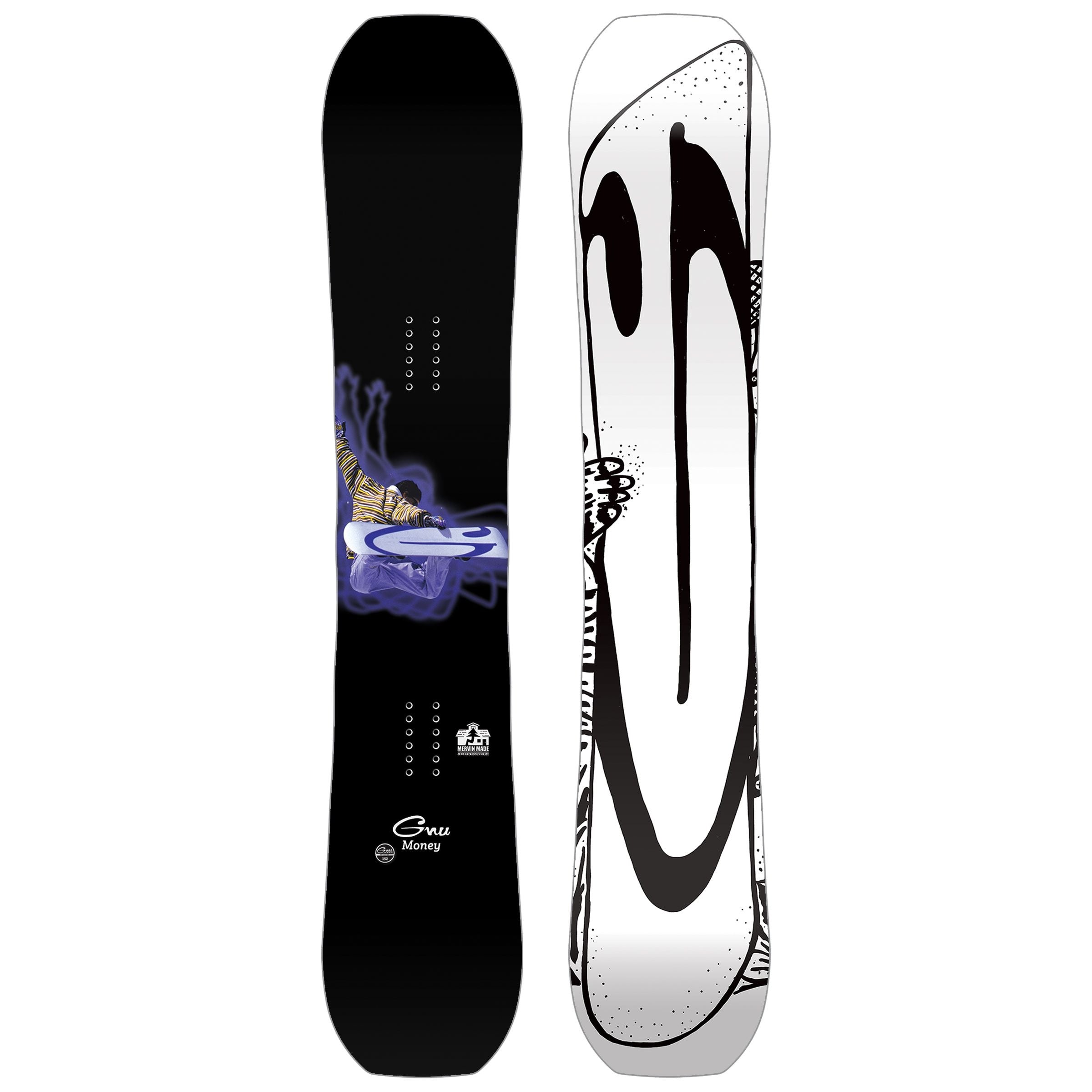 GNU 2024 Money Snowboard - Men's & Women's All-Mountain Freestyle Snowboard for Powder & Park Riding | Perfect for Backcountry, Groomers & Freestyle Tricks