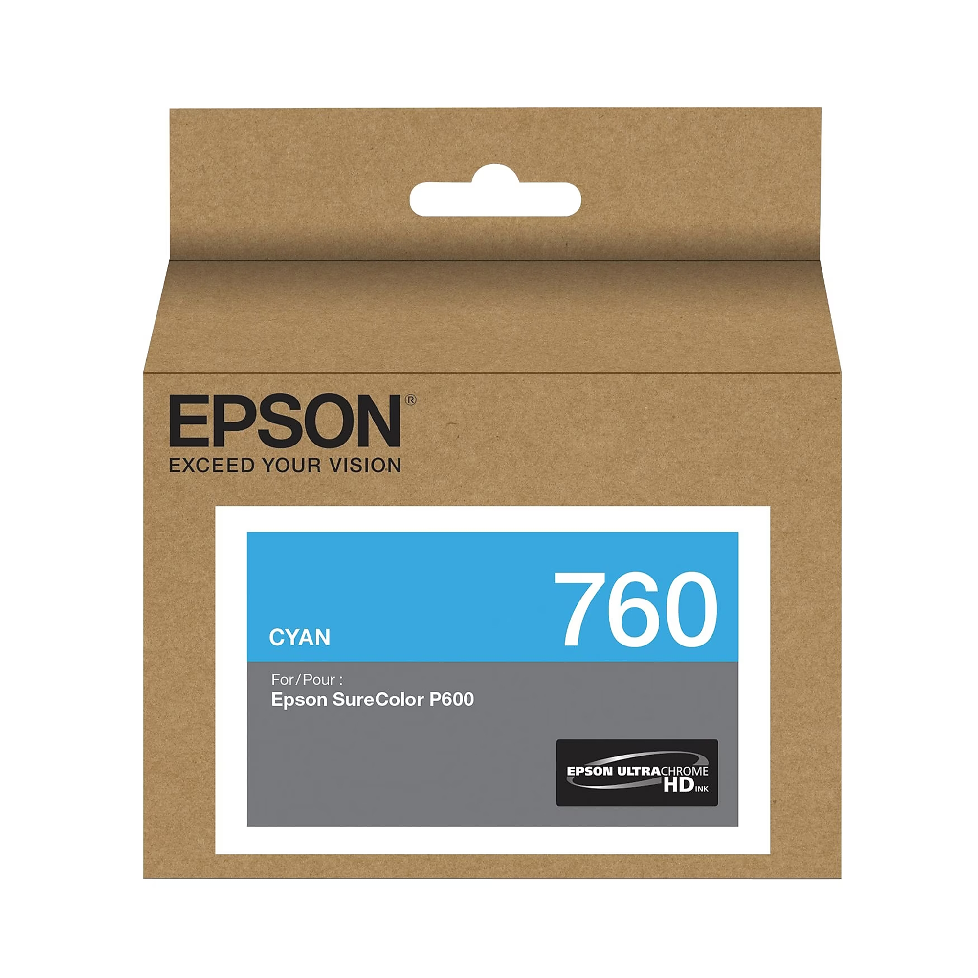 Epson T760 UltraChrome HD Cyan Ink Cartridge for SureColor P600 Printer - High-Quality Photo Printing, Art Reproduction & Professional Graphic Design