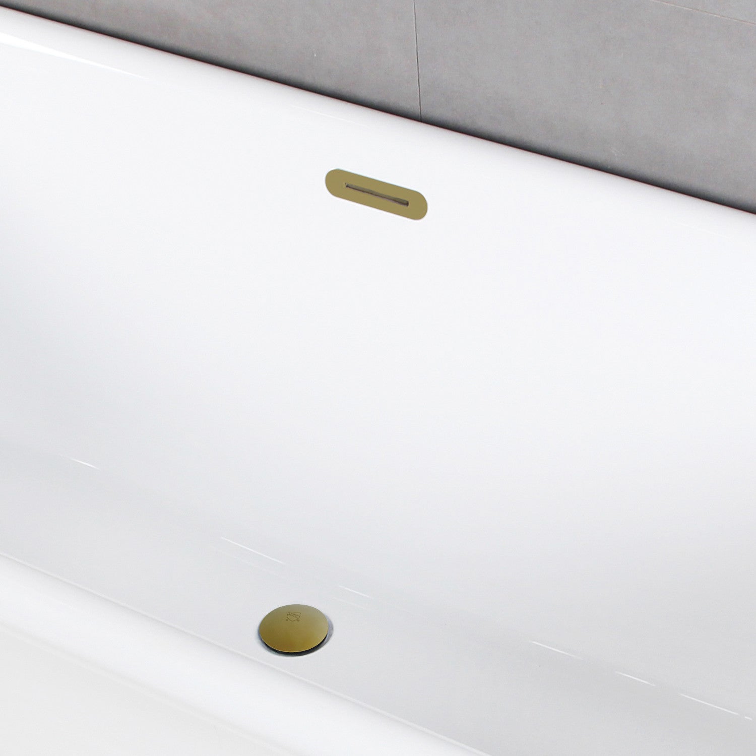 Aqua Eden 63-Inch Acrylic Oval Freestanding Bathtub - Double Ended Soaking Tub with Drain in Glossy White & Brushed Brass Finish | Perfect for Luxury Bathrooms & Spa Retreats