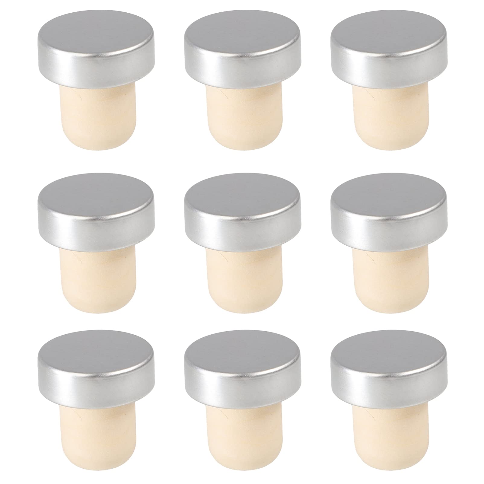 Cabilock Vacuum Sealer Machine with 9pcs Aluminum Wine Bottle Stoppers - Reusable T-Plug Cork for Red Wine, Champagne, Beer & Soda (29mm) - Perfect for Home Bars, Parties & Retro Decor