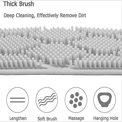 Naidev Long Exfoliating Silicone Bath Towel - Back Scrubber & Massage Brush for Deep Cleansing & Skin Renewal (Gray) | Perfect for Shower, Spa & Body Care Routine