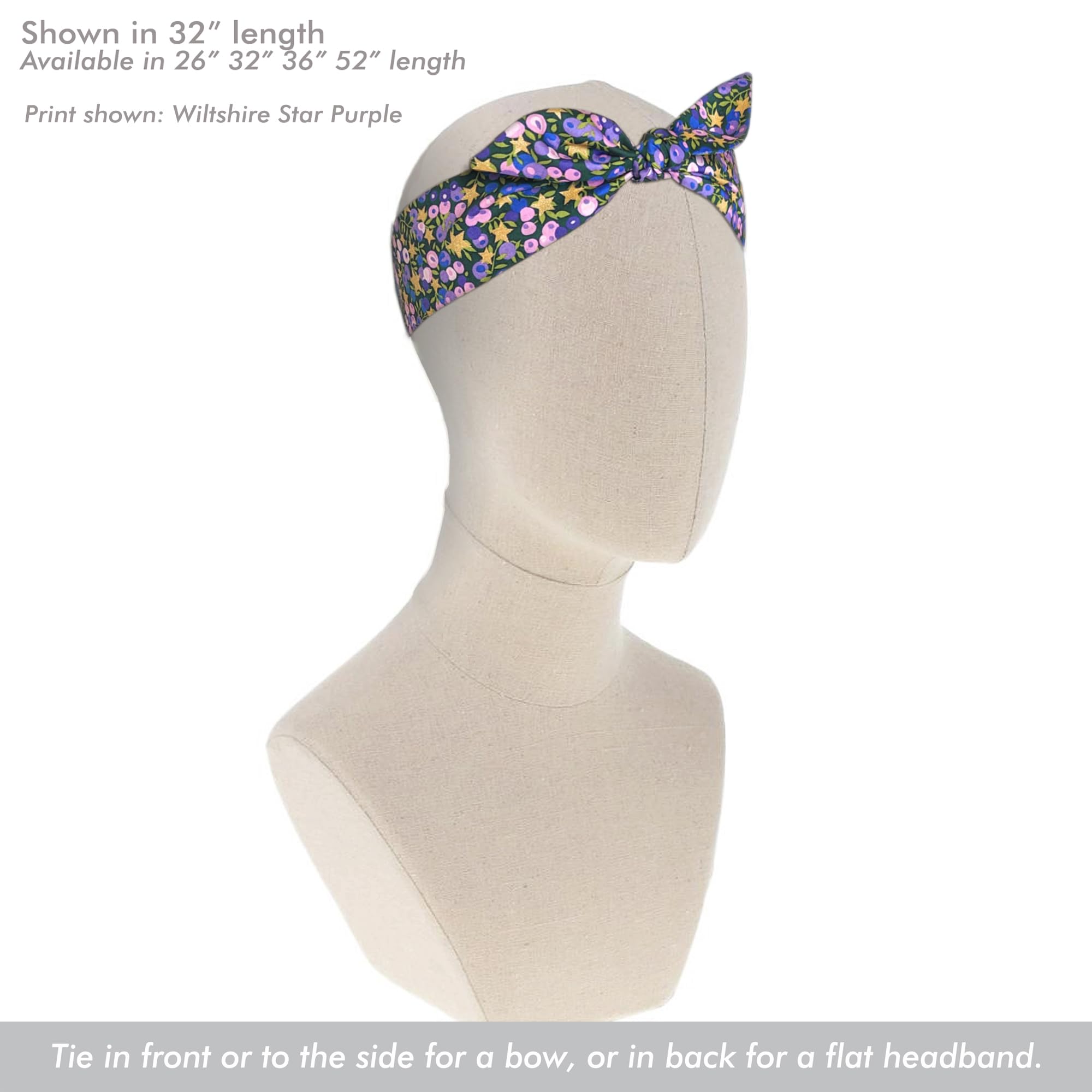 Liberty London 'Wiltshire Star Purple' Skinny Scarf - Elegant Headband & Handbag Accessory | Premium Tana Lawn Cotton with Metallic Stars | Perfect for Everyday Wear, Gift Giving & Special Occasions