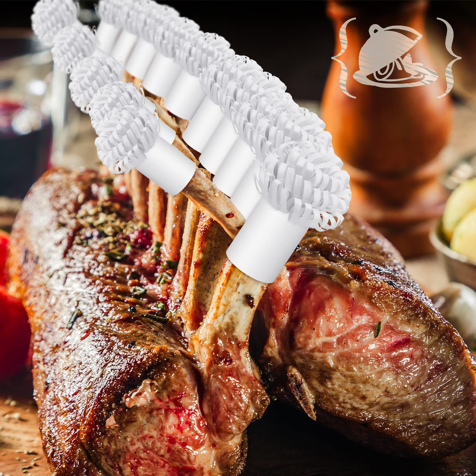 20 Pack White Decorative Paper Frills for Turkey Leg Holders - Food Wraps for Lamb Chops, Pork Roast & Chicken - Perfect for BBQ, Holiday Meals & Party Platters