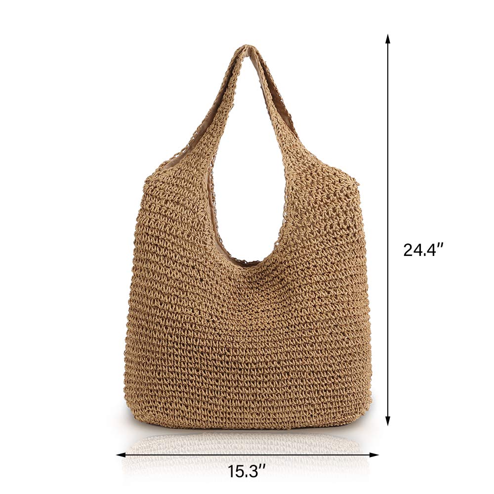 Hand-Woven Soft Large Straw Shoulder Bag - Boho Straw Handle Tote for Women - Retro Summer Beach Bag - Rattan Handbag for Vacation, Picnic, and Outdoor Activities