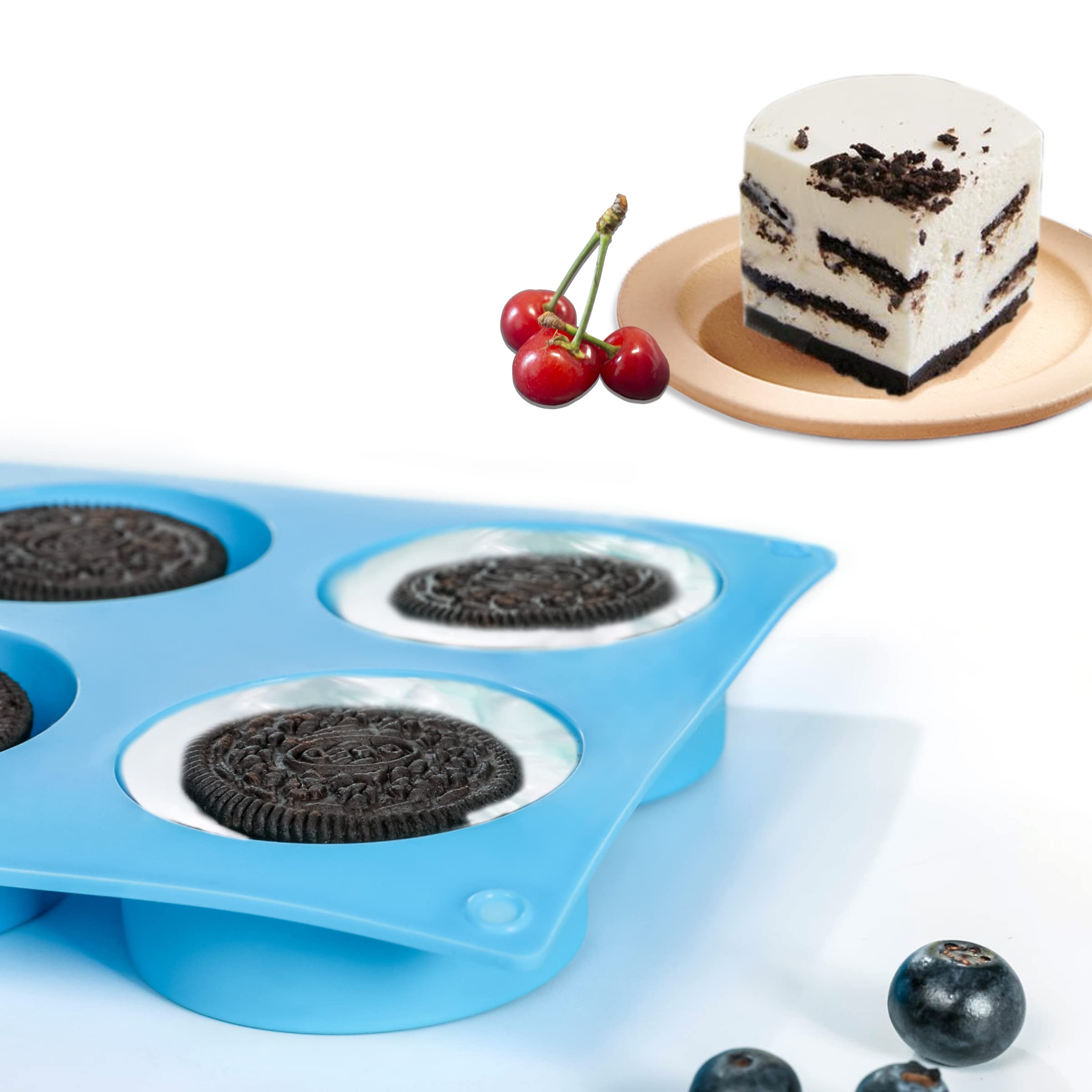 TDHDIKE 4-Piece Silicone Round Cylinder Candy & Chocolate Molds Set - Reusable Baking Molds for Chocolate Covered Treats, Cupcakes, Candies, Puddings & Mini Soap Making (Blue/Pink) - Perfect for Home Baking, Party Desserts & DIY Crafts