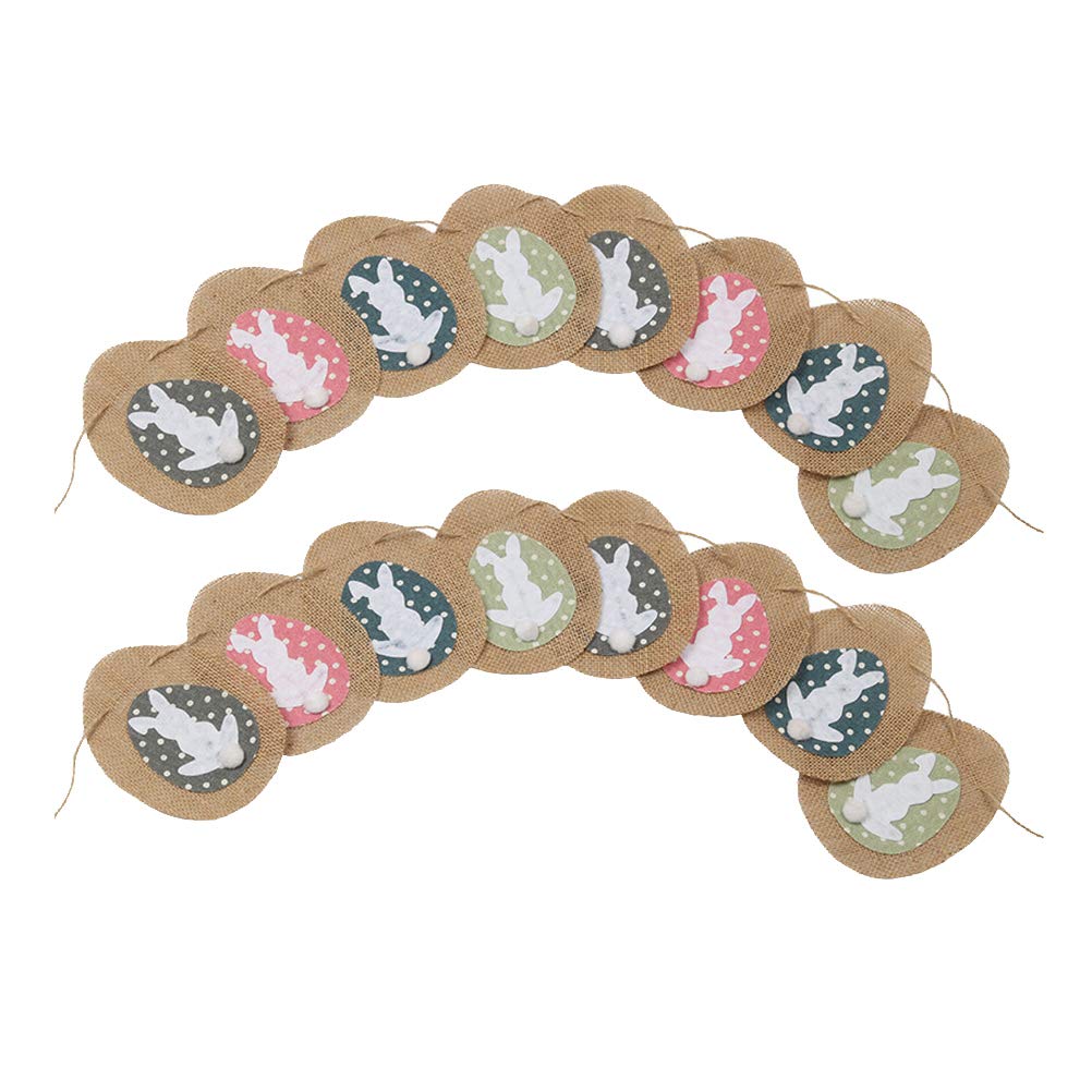 Amosfun 2PCS Easter Bunny Pull Flag Banners - Colorful Hanging Bunting Decorations for Easter Party, Spring Celebration & Home Decoration - Perfect for Indoor/Outdoor Festive Events, Baby Showers & Holiday Gatherings