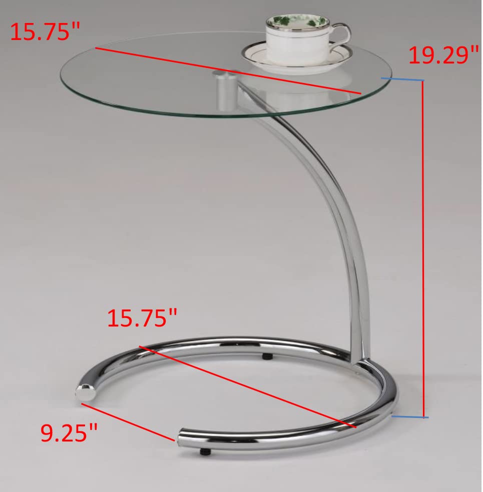 Kings Brand Furniture - Chrome & Glass Modern Accent Side Table | Nightstand, Living Room End Table, Bedside Table for Contemporary Home Decor