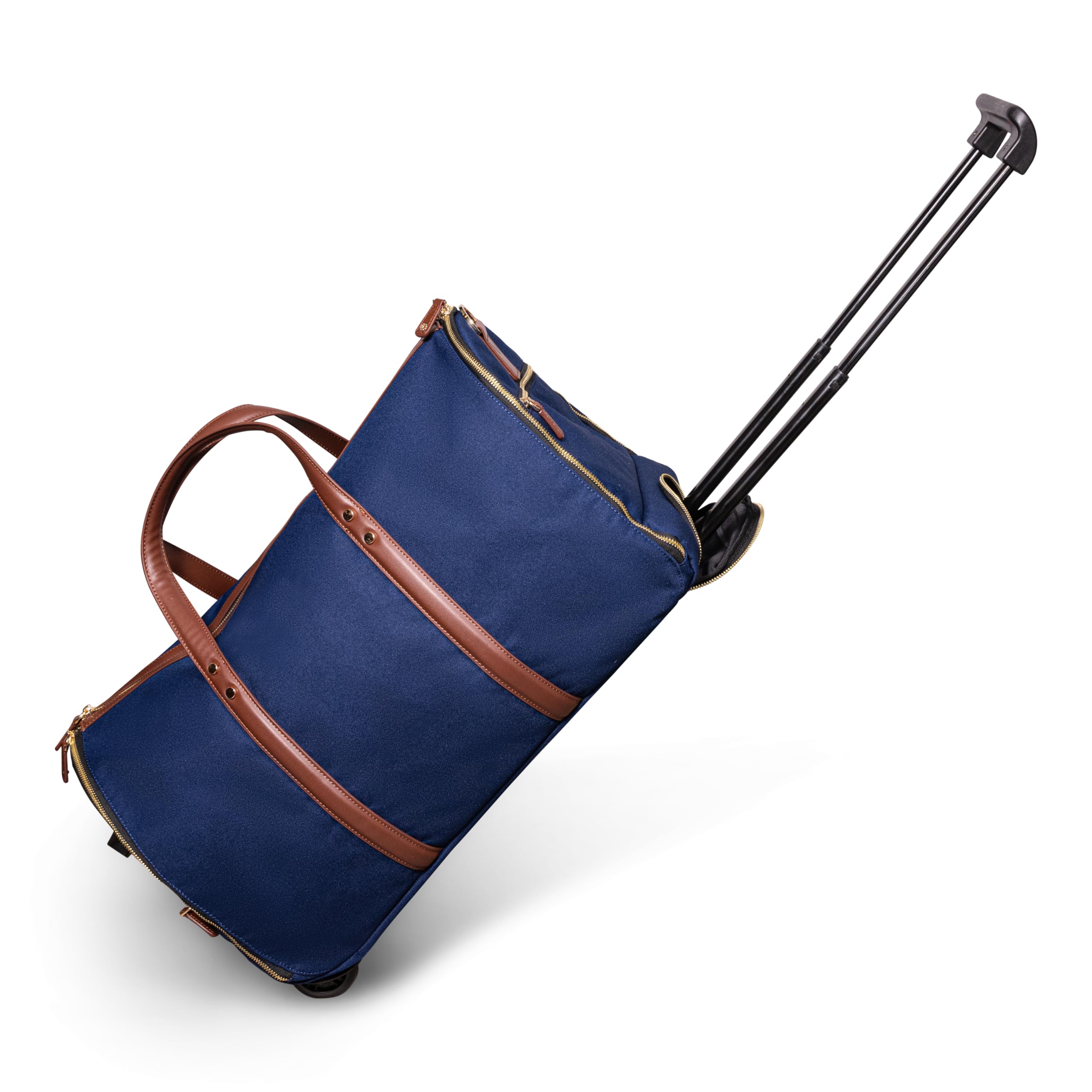 Convertible Rolling Duffel Carry On Luggage - Kendall Country Wheeled Weekender Bag with Extendable Handle & Shoe Compartment | Travel Garment Bag for Business Trips & Vacations | Midnight Blue | Perfect for Airplane Carry-On & Weekend Getaways