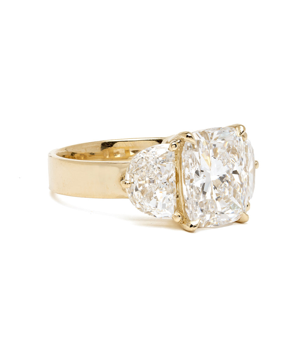 Charlie 3 Stone Cushion Cut Diamond Engagement Ring - Elegant Wedding Proposal Jewelry for Her