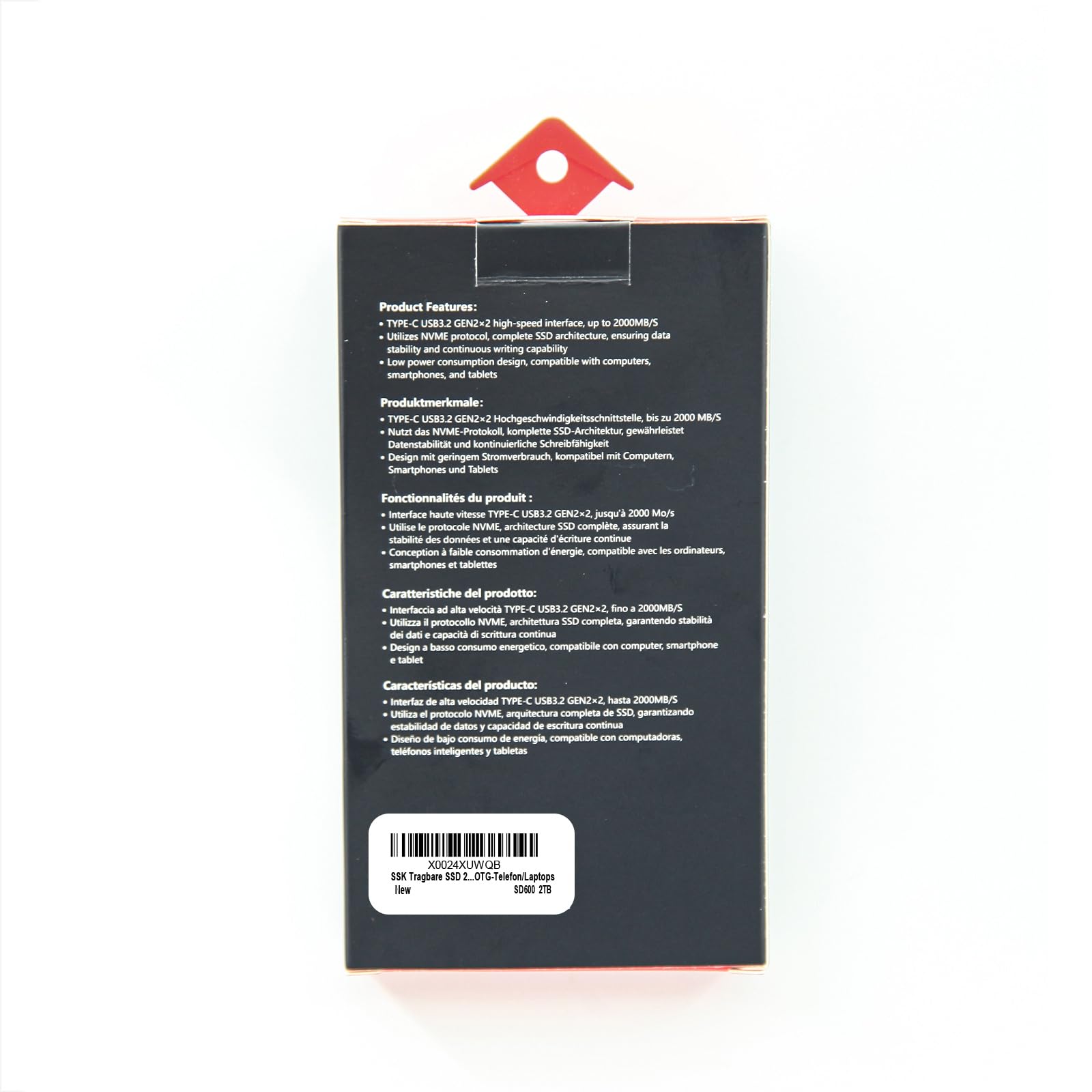 SSK 2TB Portable External SSD - 2000MB/s USB 3.2 Gen2x2 NVMe Hard Drive for MacBook Pro, iPhone 15, Laptops | Ultra-Low Power | Perfect for Gaming, 4K Video Editing & Data Backup