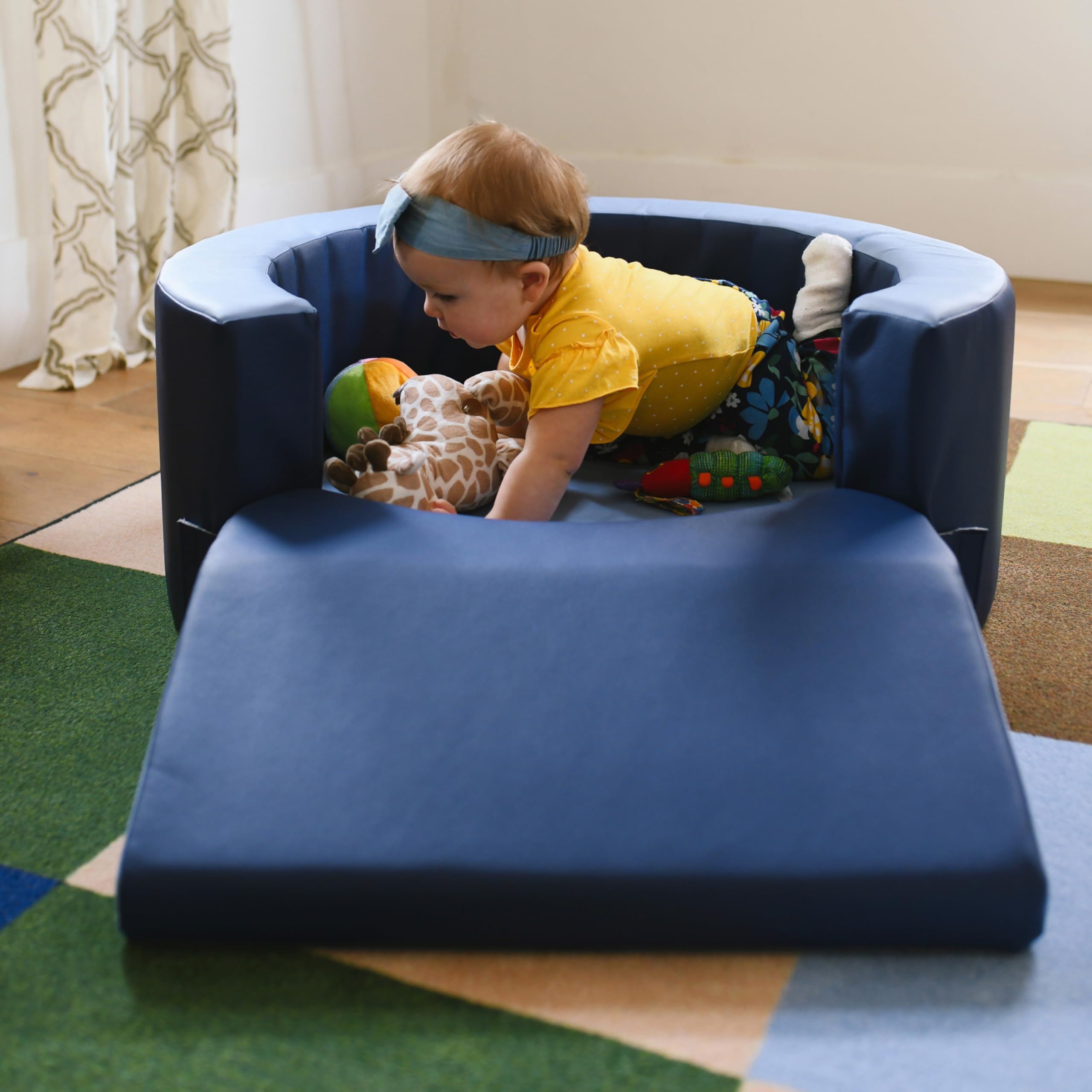 SoftScape Lil Personal Space Foam Retreat for Babies & Toddlers - Navy/Powder Blue | Cozy Safe Play Area for Reading, Snacking & Relaxing | Perfect for Nursery, Daycare & Home Playrooms