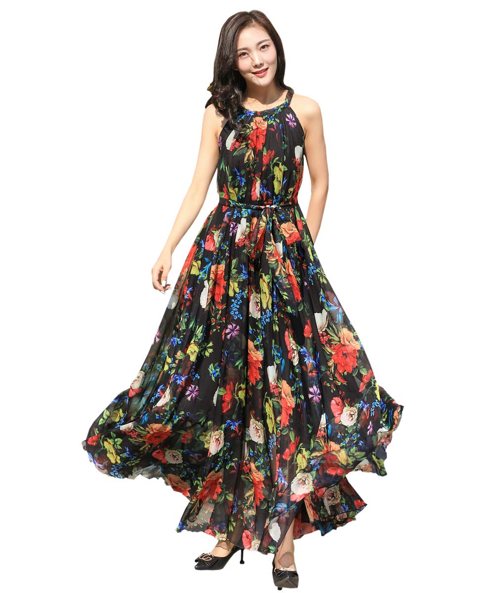 MedeShe Women's Plus Size Bohemian Chiffon Maxi Dress - Casual Flowy Beach Sundress for Holiday, Wedding Guest & Bangkok Vacation | Perfect for Summer Outfits, Beach Parties & Boho Fashion