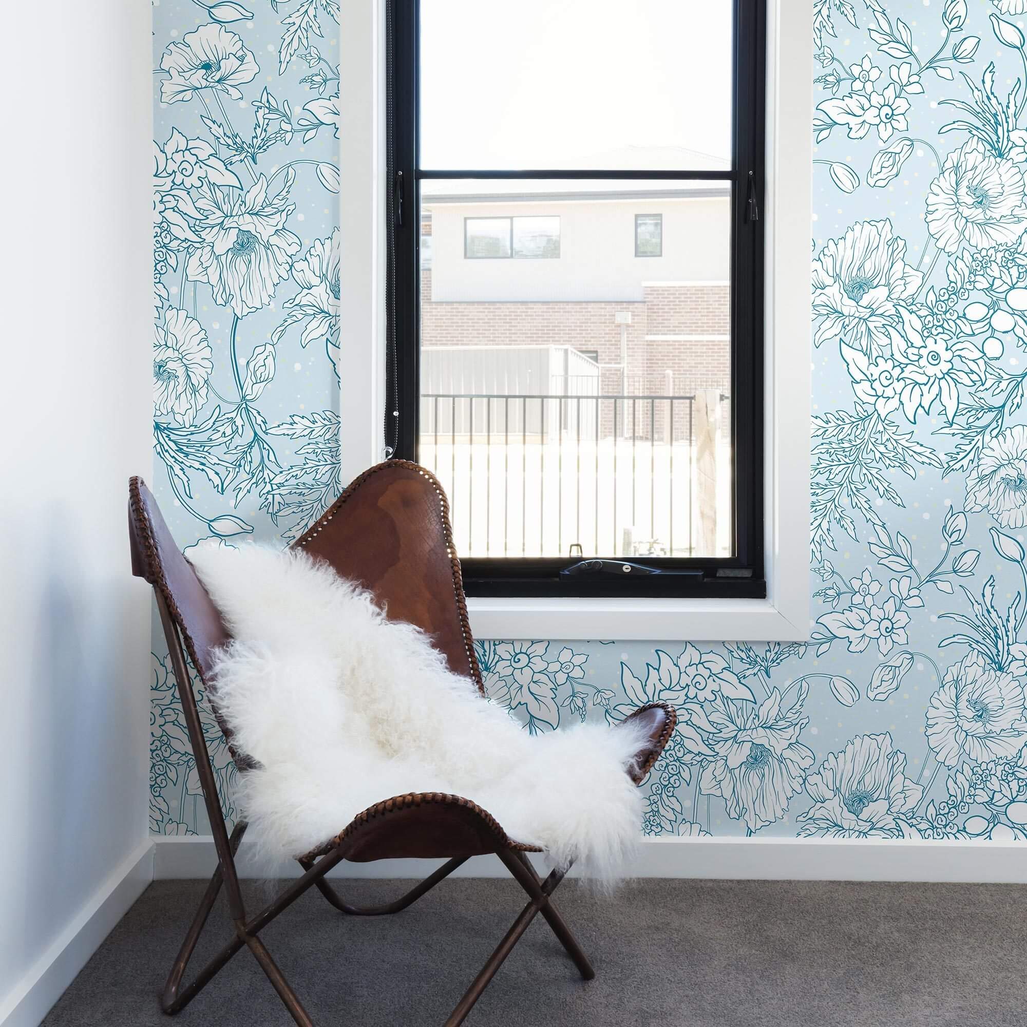 Blue and White Floral Peel and Stick Removable Wallpaper - Self-Adhesive Wall Decal for Bedroom, Living Room, Nursery & Home Decor