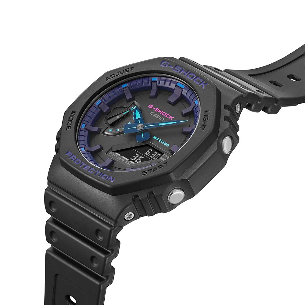 G Shock GA2100VB 1A 'CasiOak' Analog-Digital Watch for Men - Shock Resistant, Waterproof, Solar Powered - Perfect for Outdoor Adventures, Sports & Daily Wear