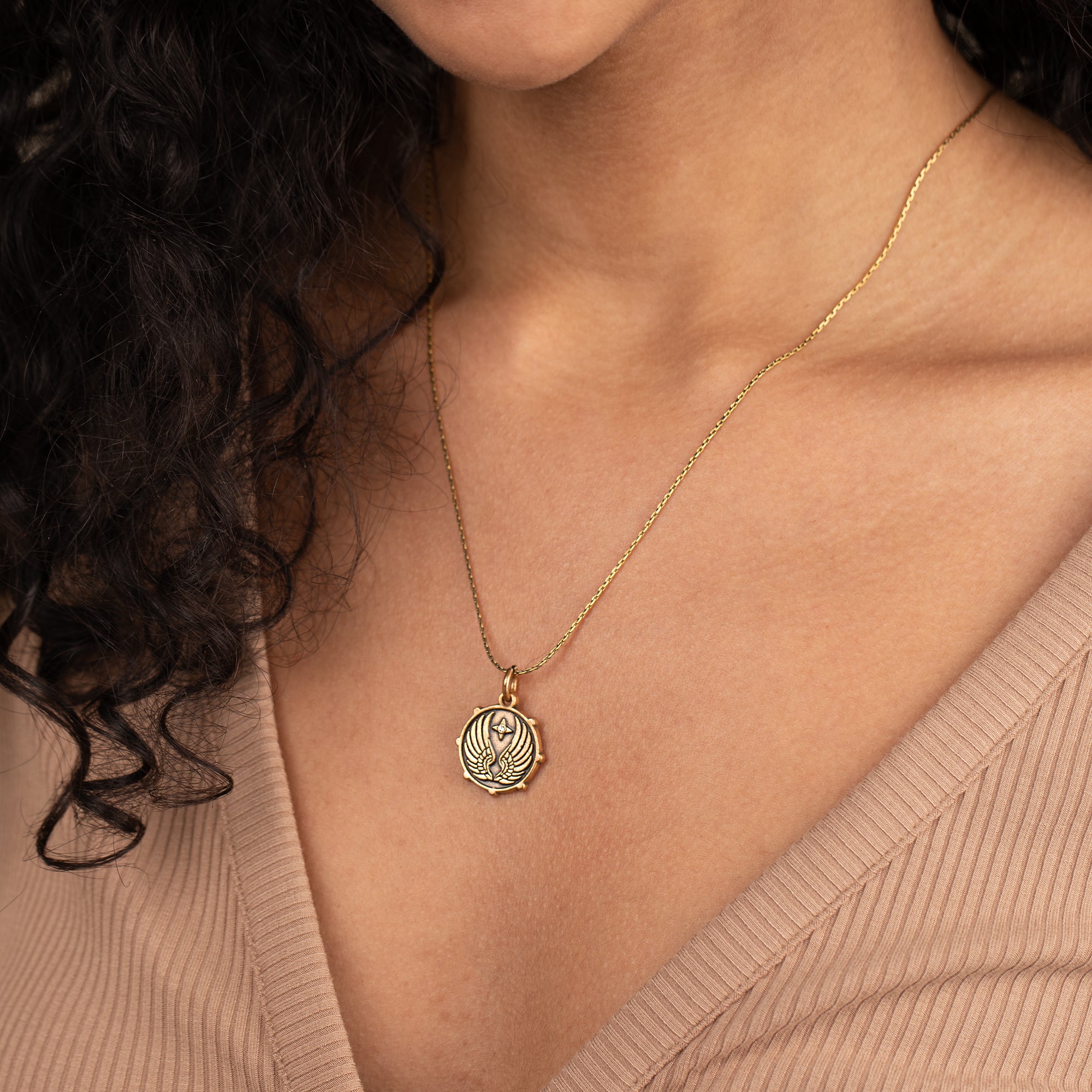 Guardian Angel Necklace for Women - Sterling Silver Protection Pendant with 18