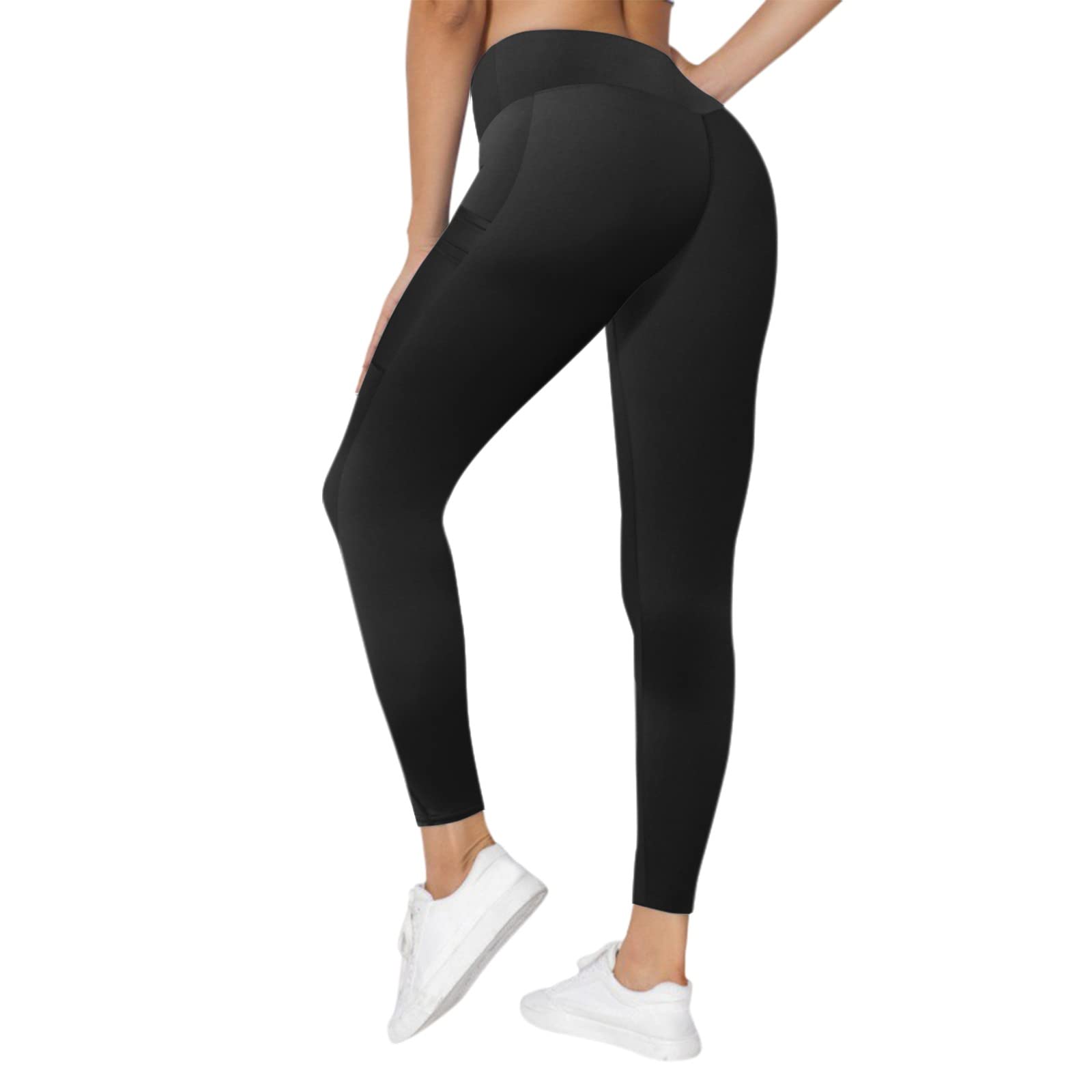 Women's High-Waist Yoga Leggings - Slim Fit Running Pants for Fitness & Workouts (Black, XXL)