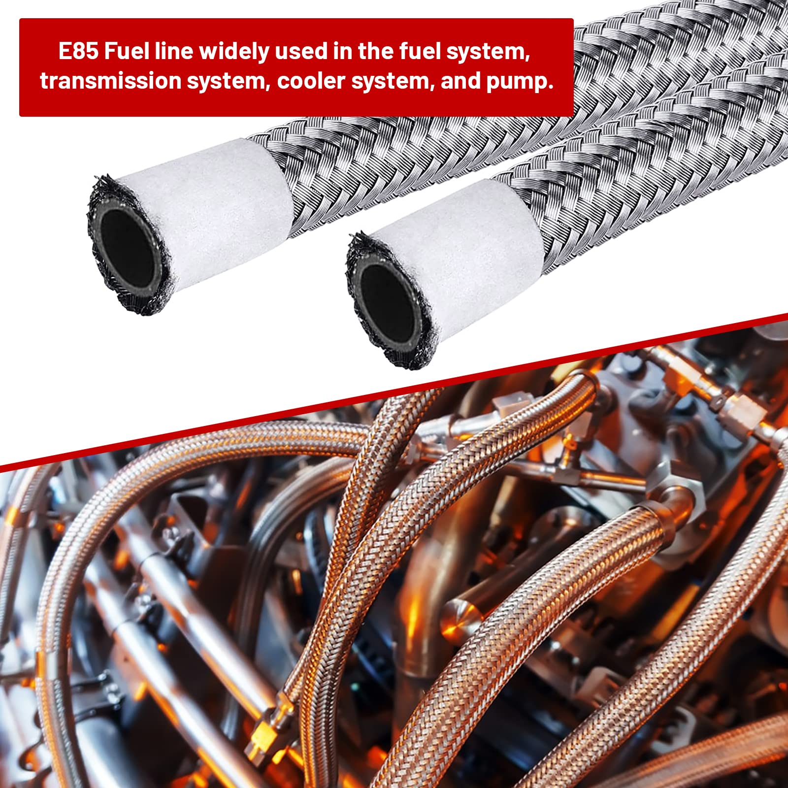 10FT 6AN Universal Fuel Line Hose Kit - 3/8