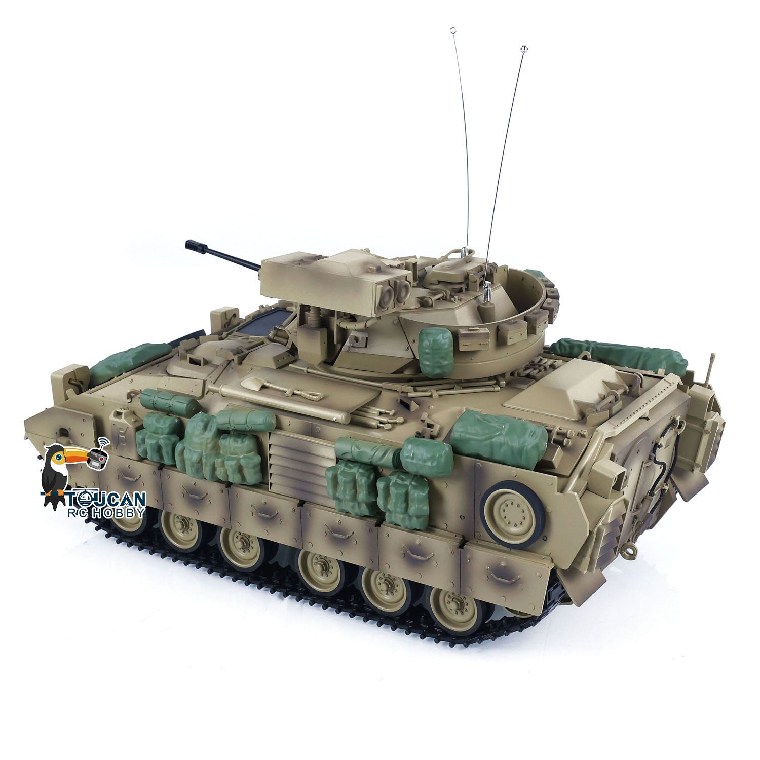 1/16 Scale Tongde RC Tank - Remote Control Panzer M2A2 Bradley Electric Infantry Fighting Vehicle DIY Simulation Model with Barrel Recoil (No BB Unit) - Perfect for Military Enthusiasts & Collectors, Indoor/Outdoor Play, and Display Showcase