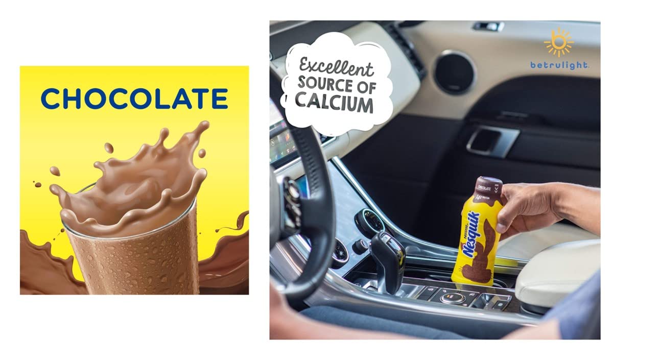 High Protein Chocolate Milk Drink Bundle - Nesquik Lowfat Ready-to-Drink (8 Fl oz, 6 Pack) | Premium Gift Packaging in BETRULIGHT Branded Box | Perfect for Post-Workout Recovery, School Lunches & Healthy Snacking