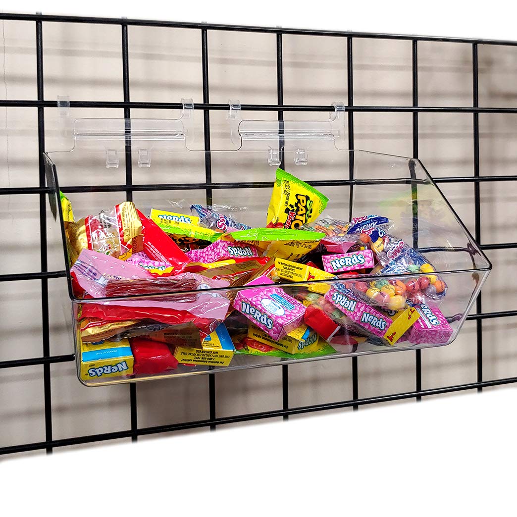 Clear Gridwall Acrylic Bins - Extra Wide Large Storage Bins for Grid Panels (12