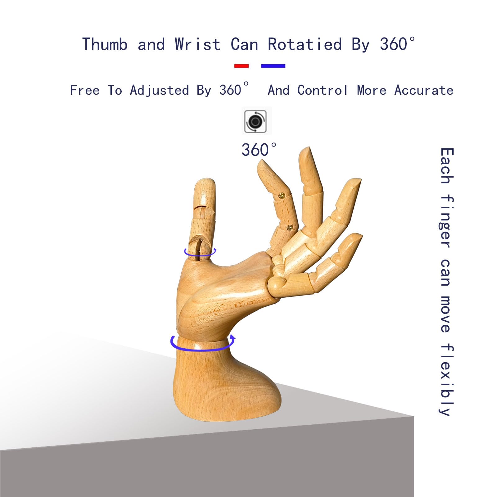 Professional Wooden Hand Mannequin for Nail Art & Drawing - Left Female Hand Model - Perfect for Artists, Nail Technicians & Photography Props