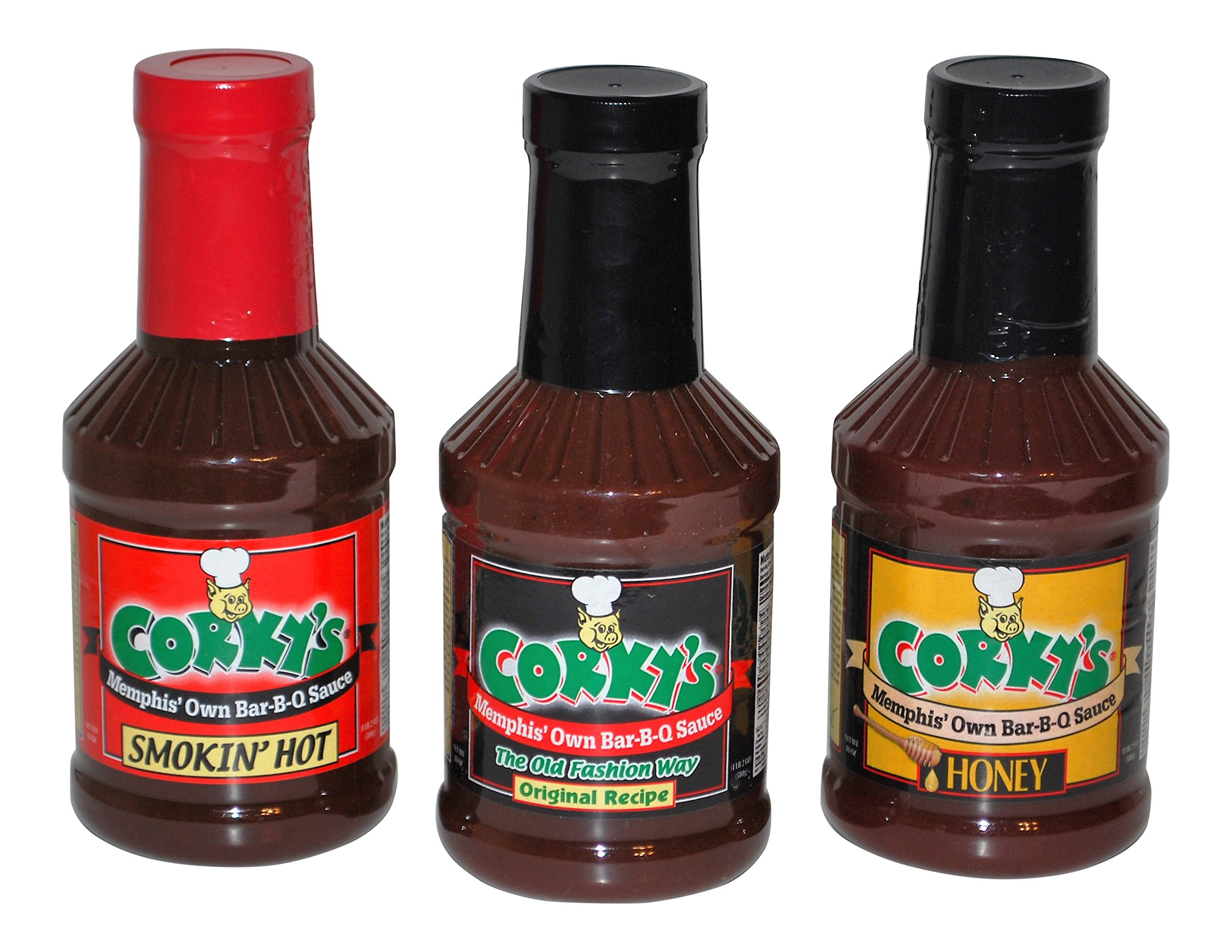 Best Corkys Bar-B-Q Sauce Variety Pack - 18 oz Smokin Hot, Original & Honey BBQ Sauces Bundle (3-Pack) | Perfect for Grilling, BBQ Parties & Meat Marinades
