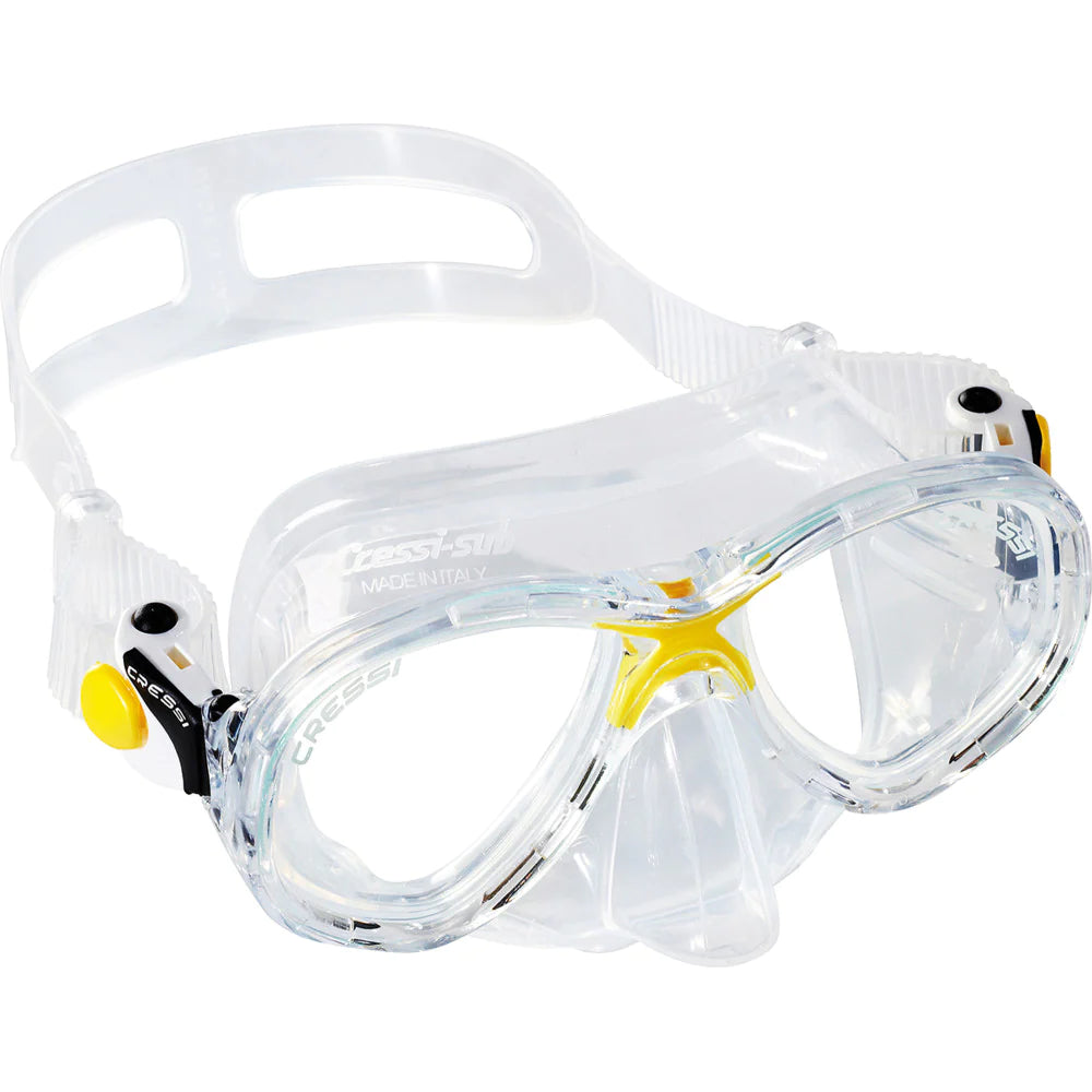 Cressi Marea Junior Clear/Yellow Snorkeling Mask for Kids - Perfect for Swimming, Snorkeling, and Beach Adventures